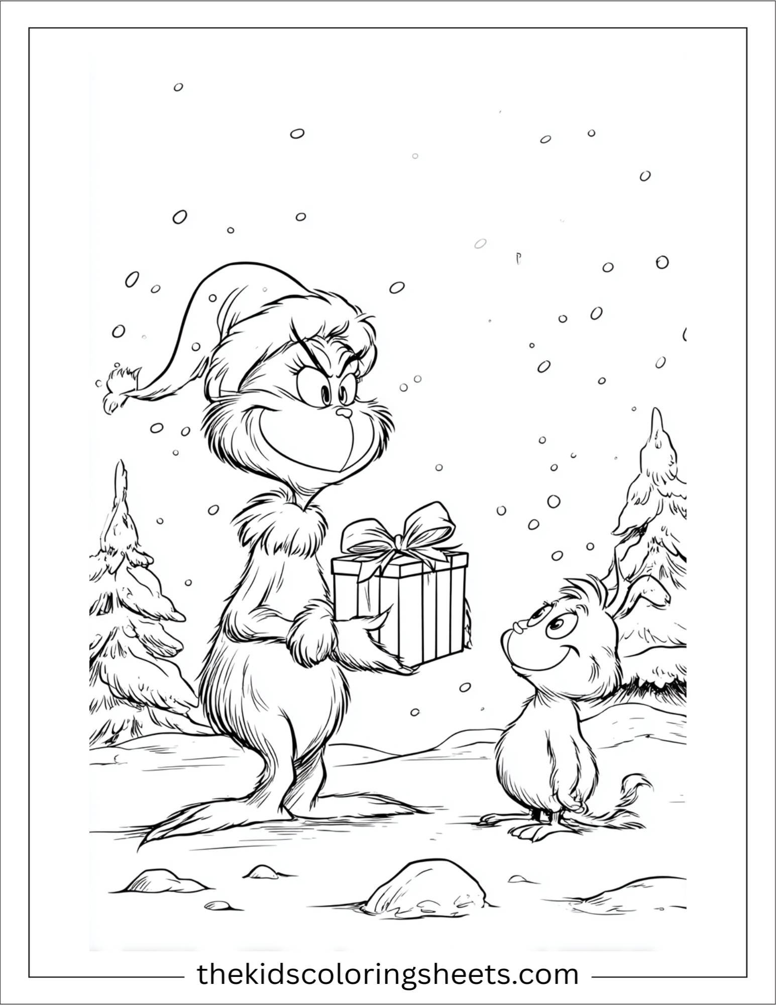 Grinch giving a present