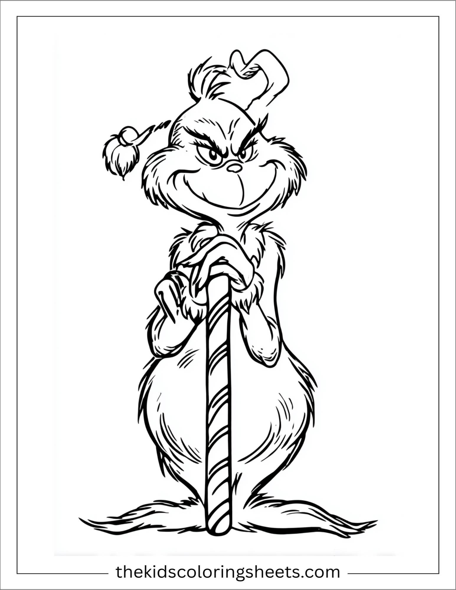 Grinch holding a candy cane