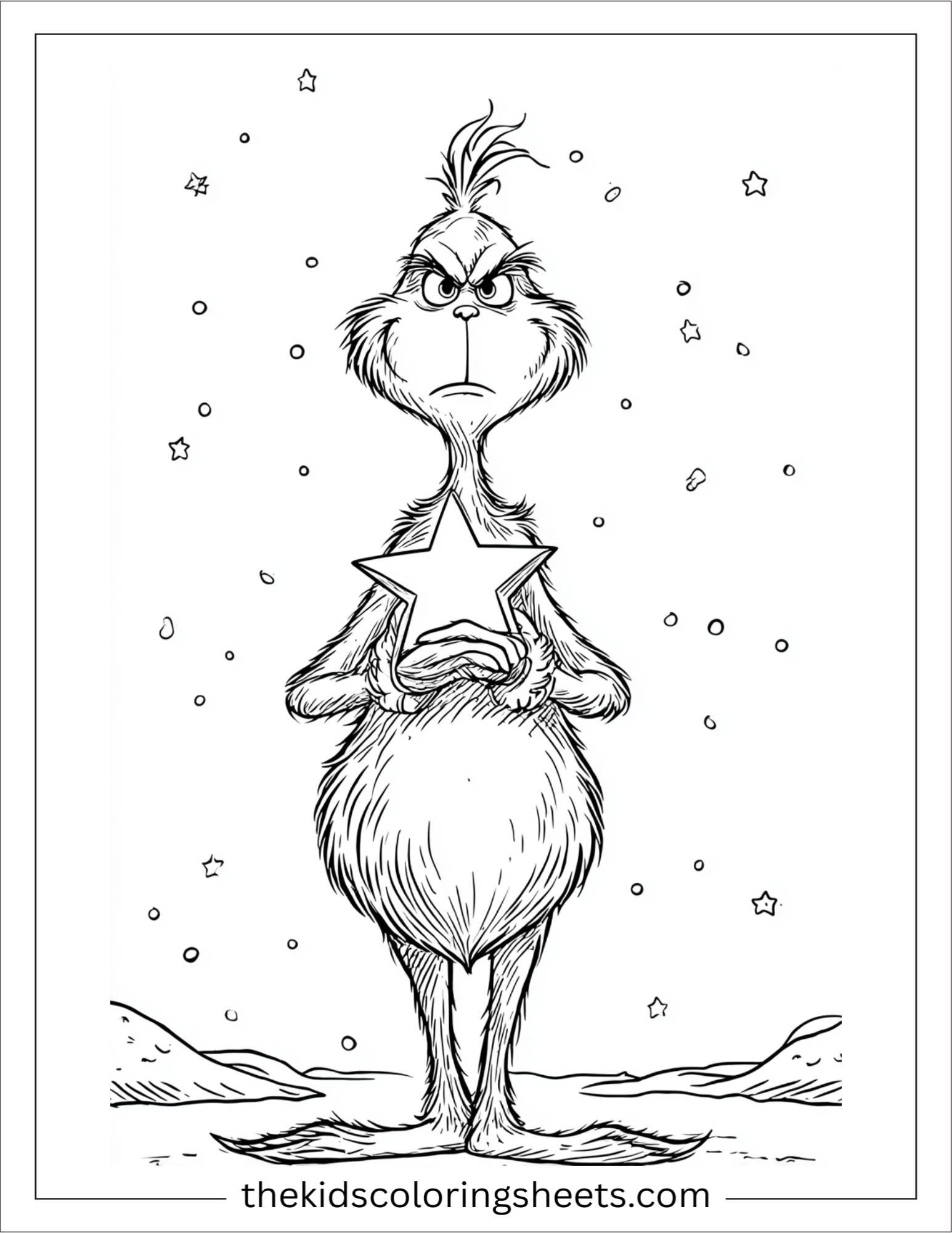Grinch holding a star