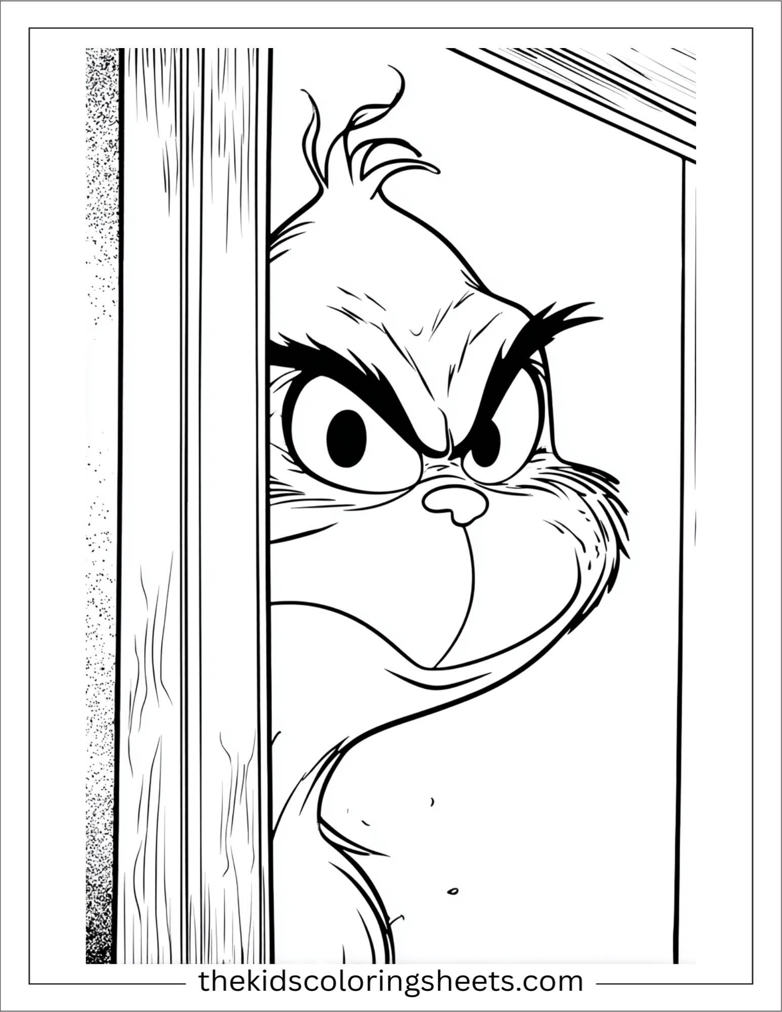 Grinch peeking through a window