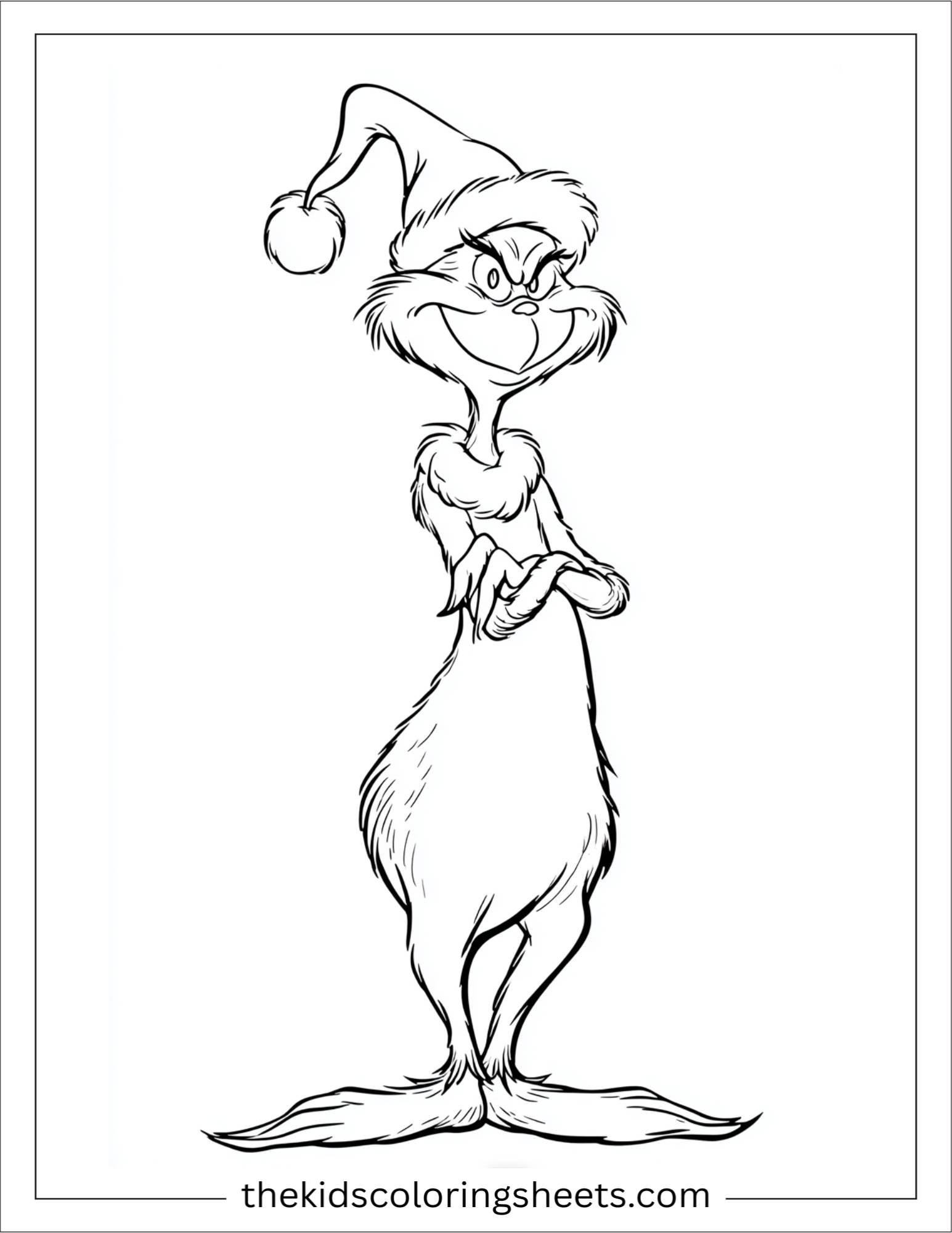 Grinch wearing a Santa hat