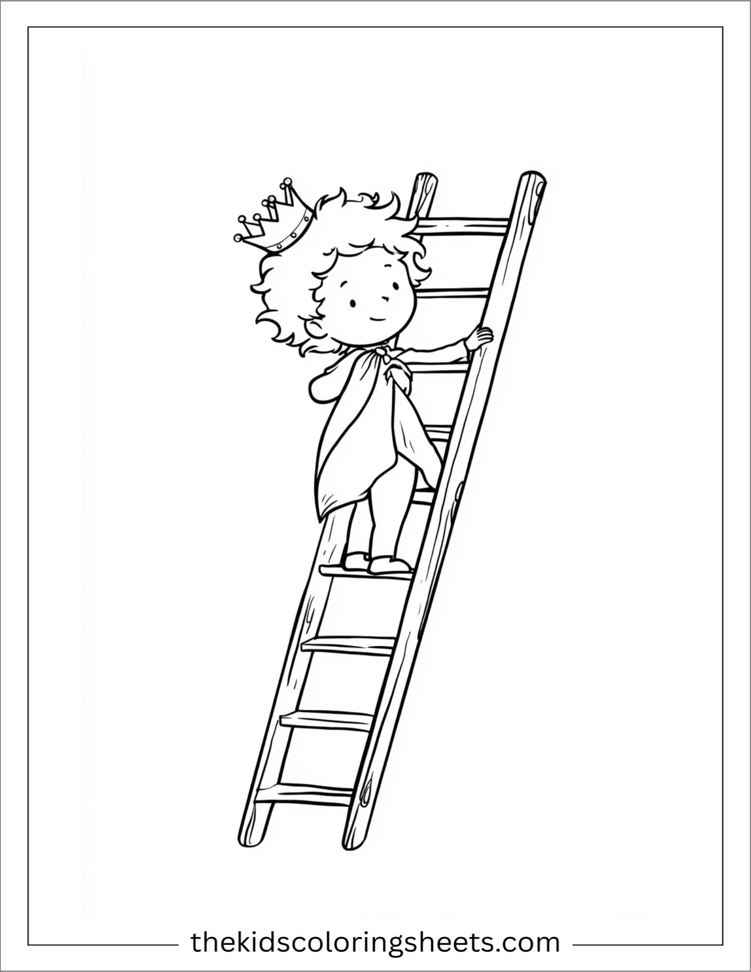 Little Prince climbing a ladder to space
