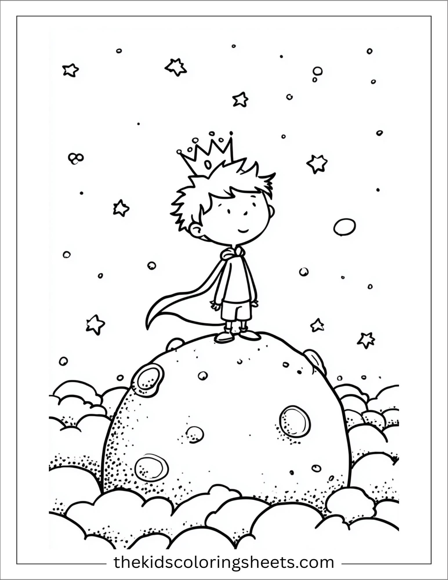 Little Prince exploring an asteroid