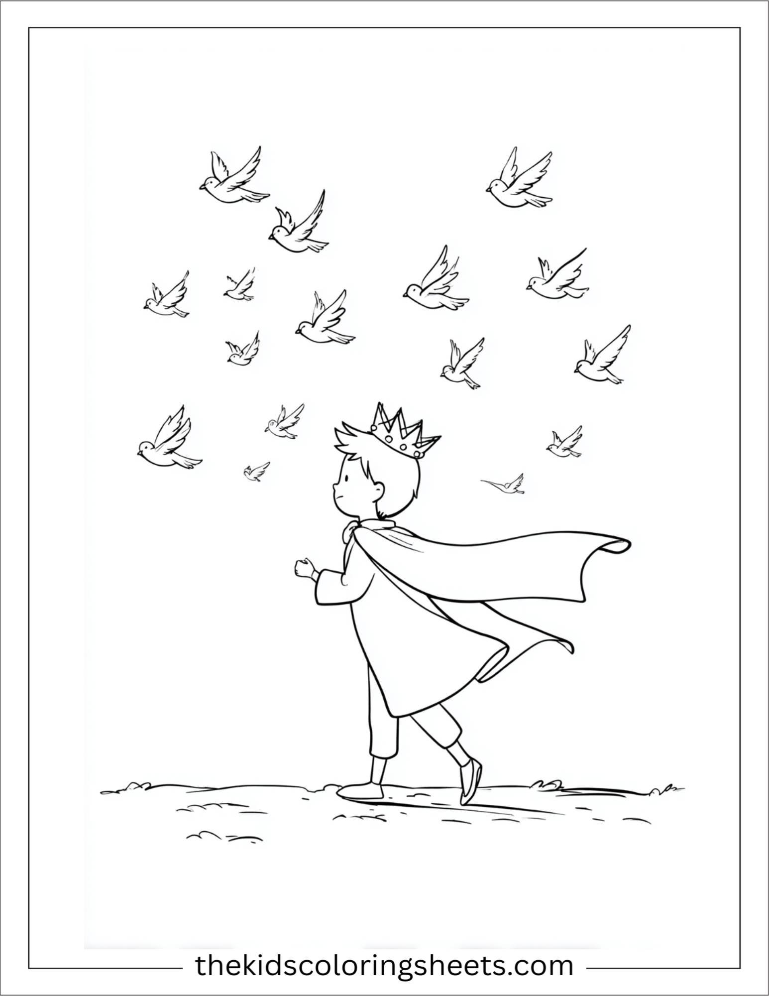 Little Prince flying with birds