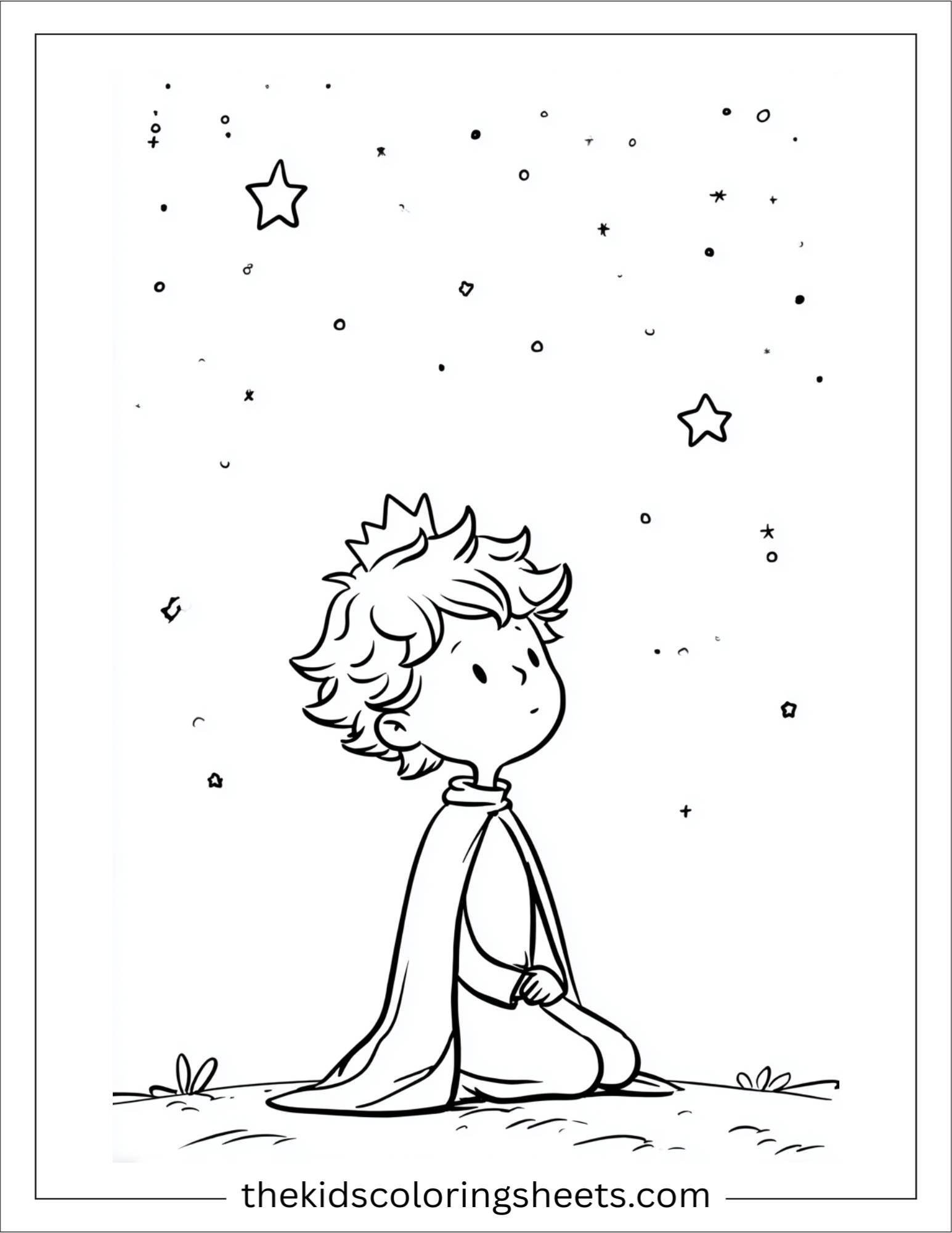 Little Prince gazing at stars