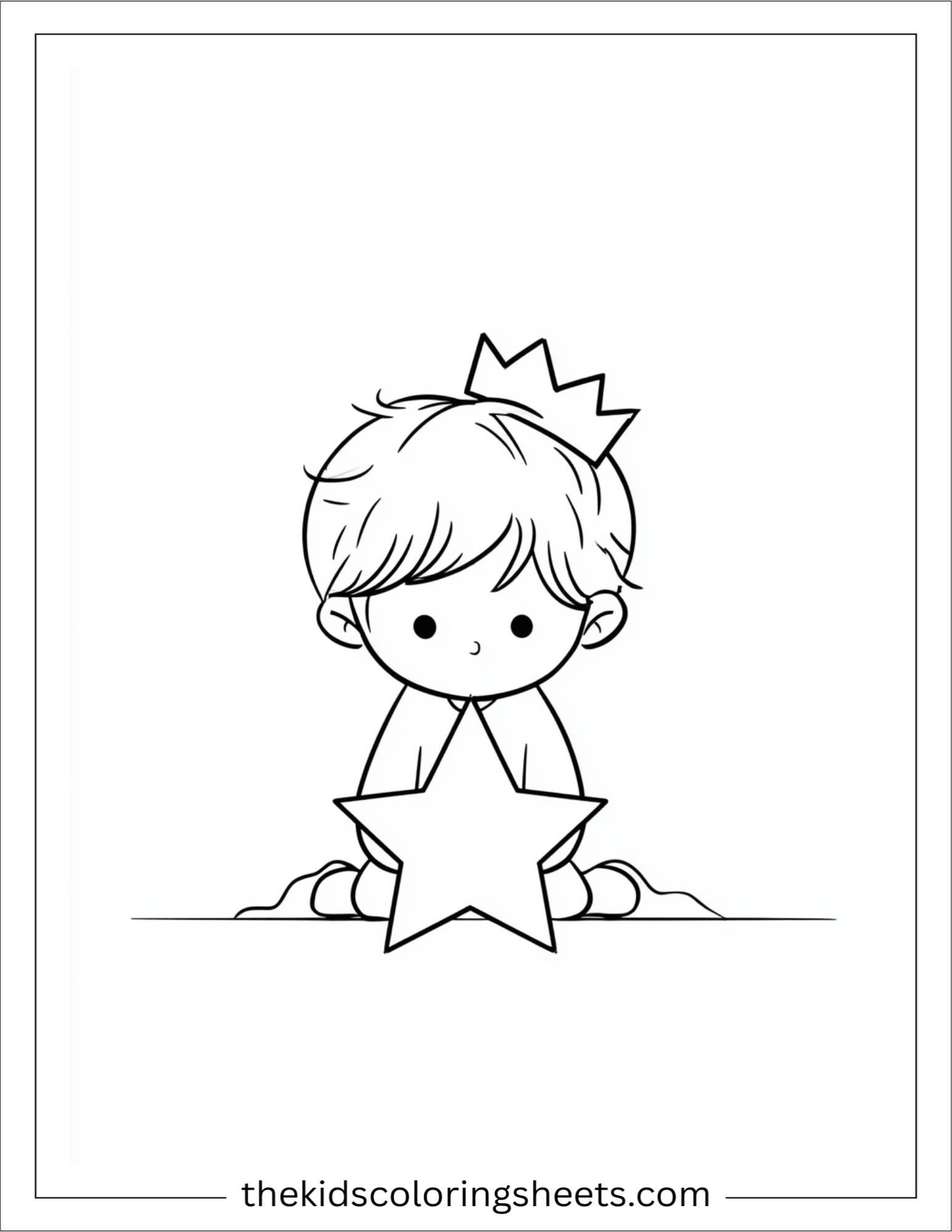 Little Prince hiding behind a star