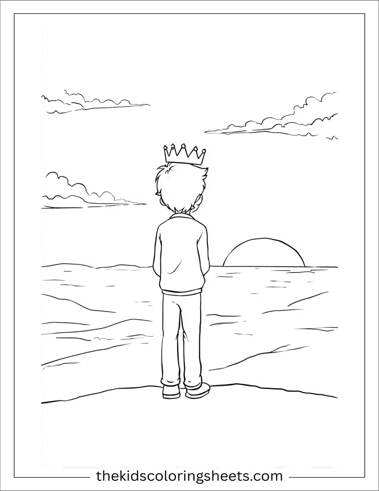 Little Prince looking at a sunset