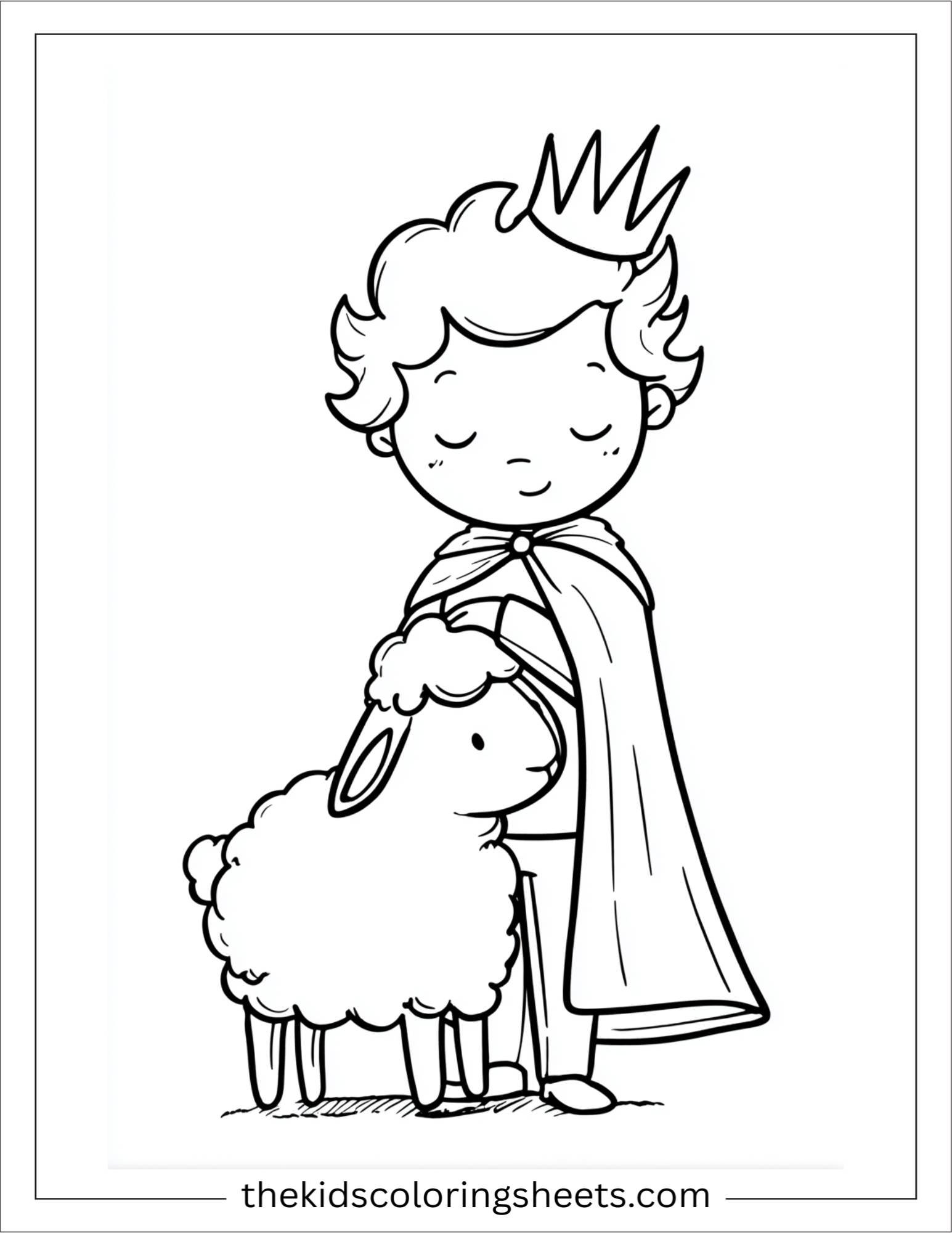 Little Prince petting a sheep