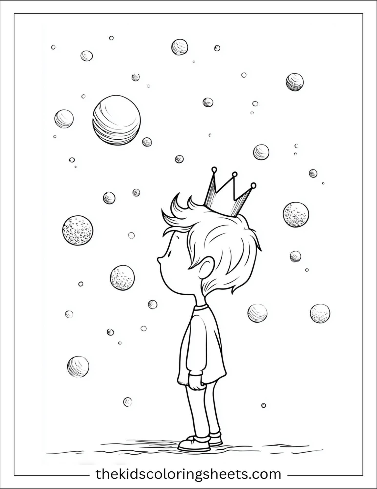 Little Prince playing with planets