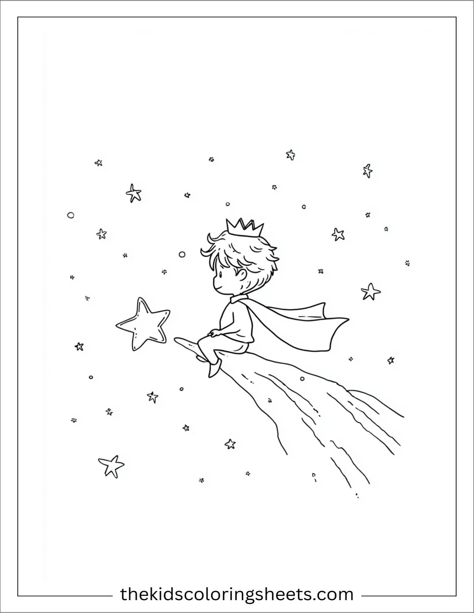 Little Prince riding a shooting star