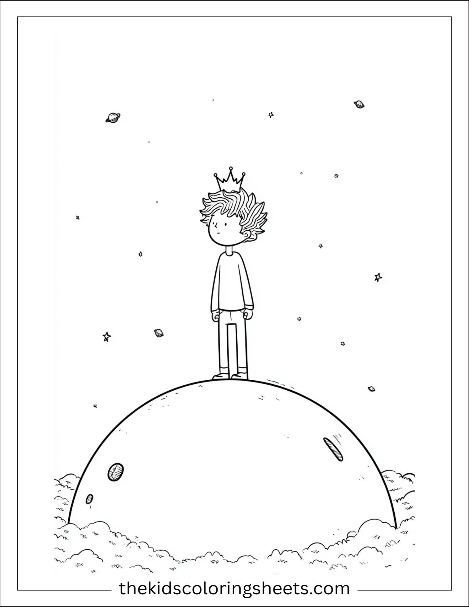 Little Prince standing on his tiny planet