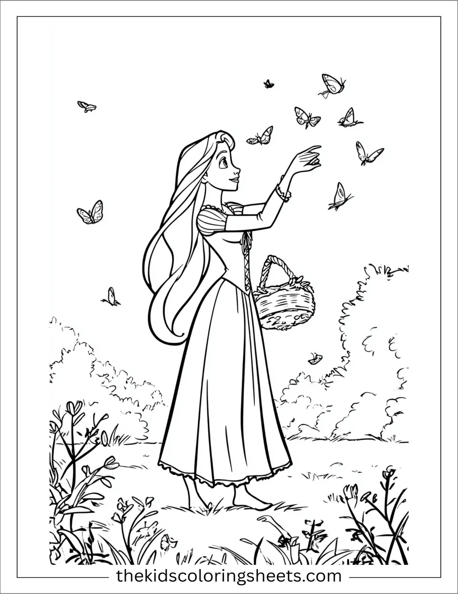 Rapunzel catching butterflies