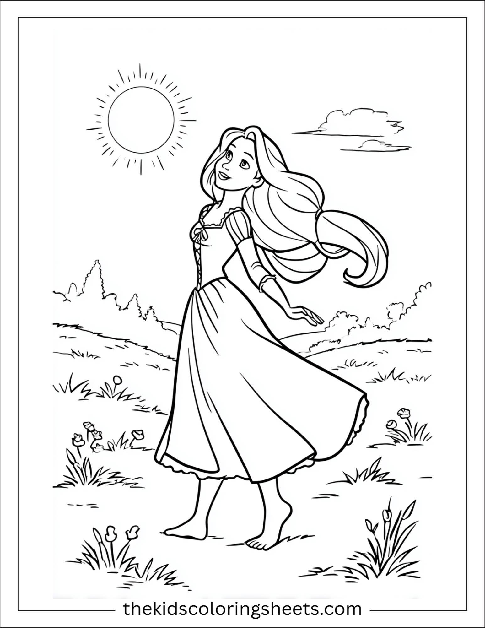 Rapunzel dancing barefoot