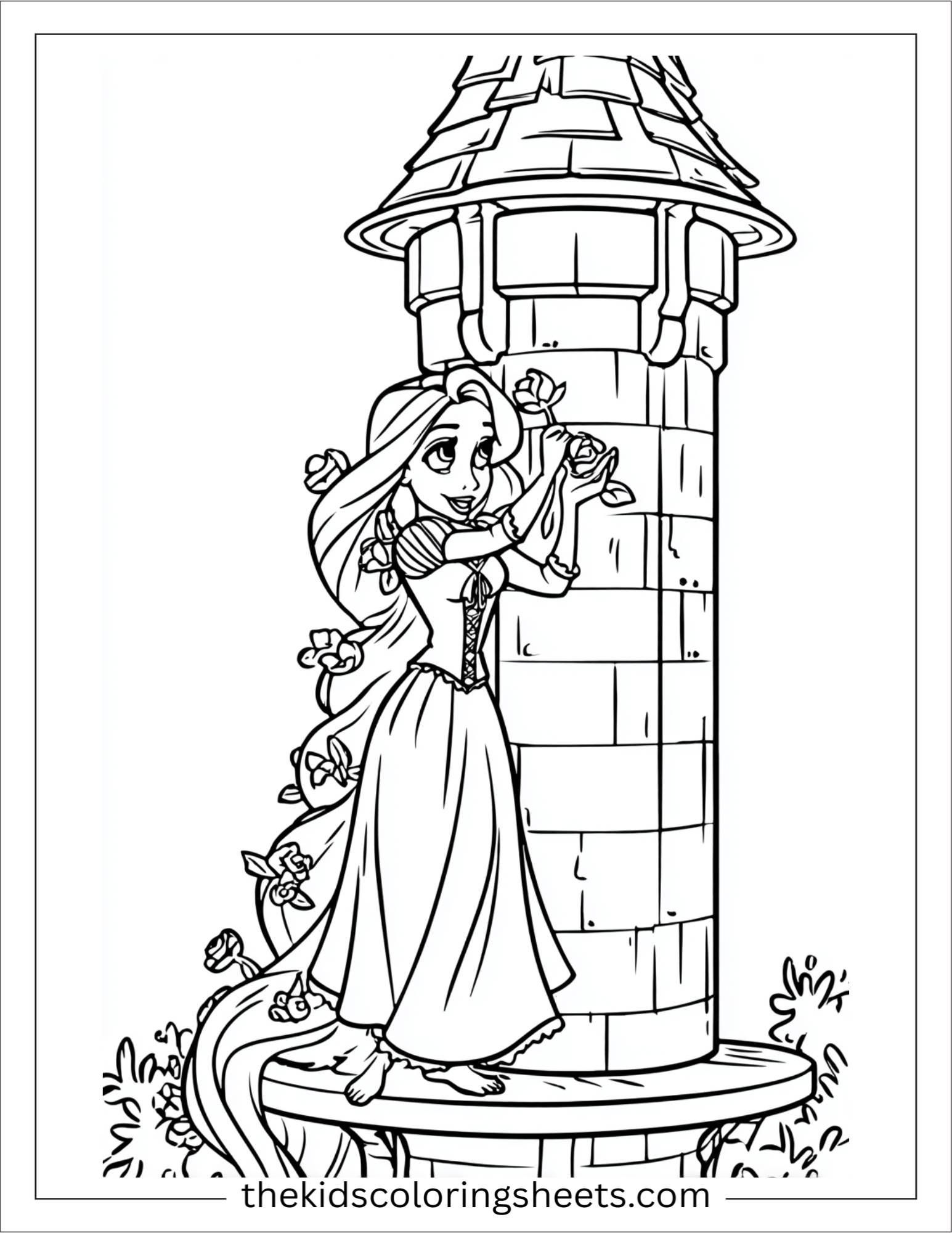 Rapunzel decorating her tower