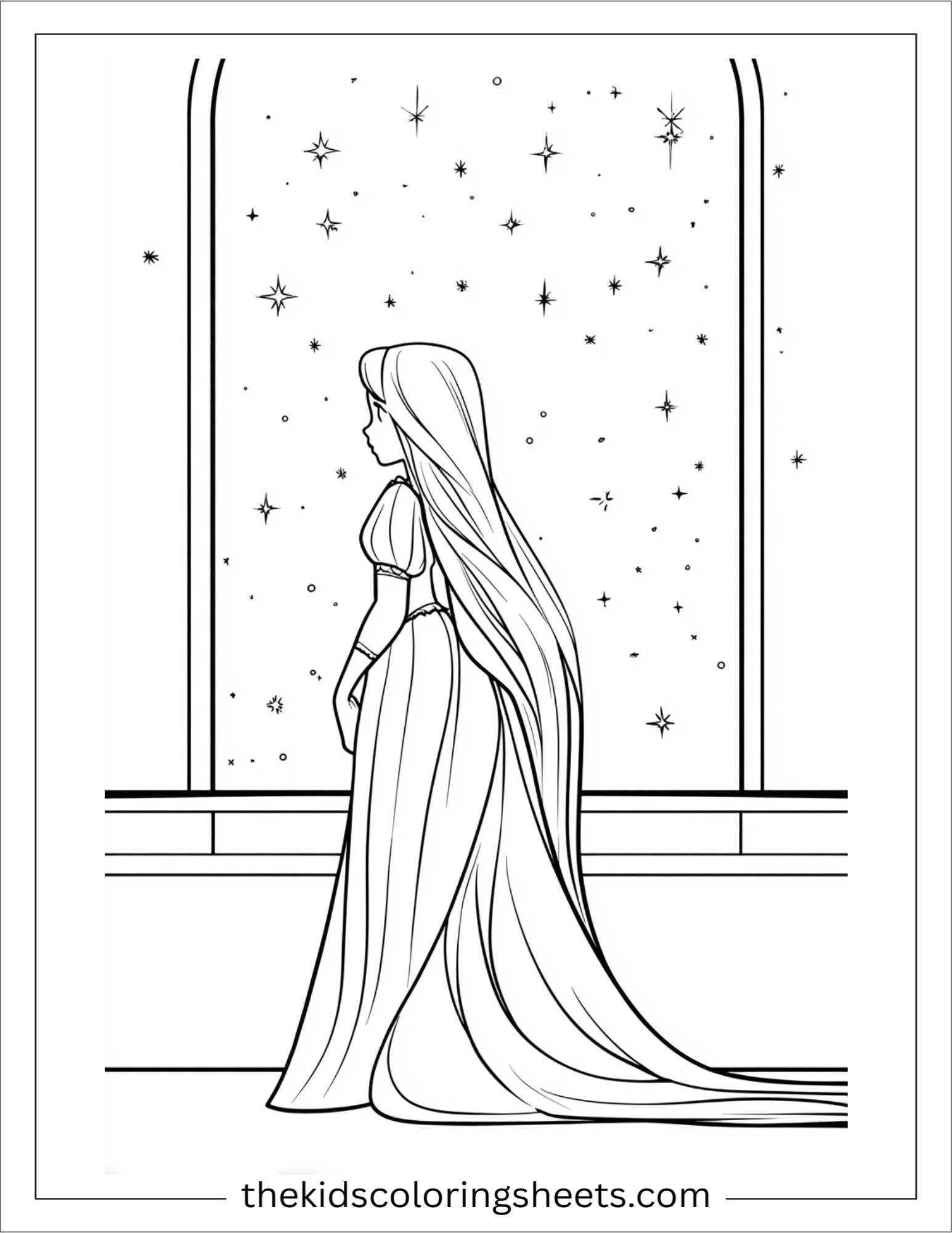 Rapunzel gazing at the stars