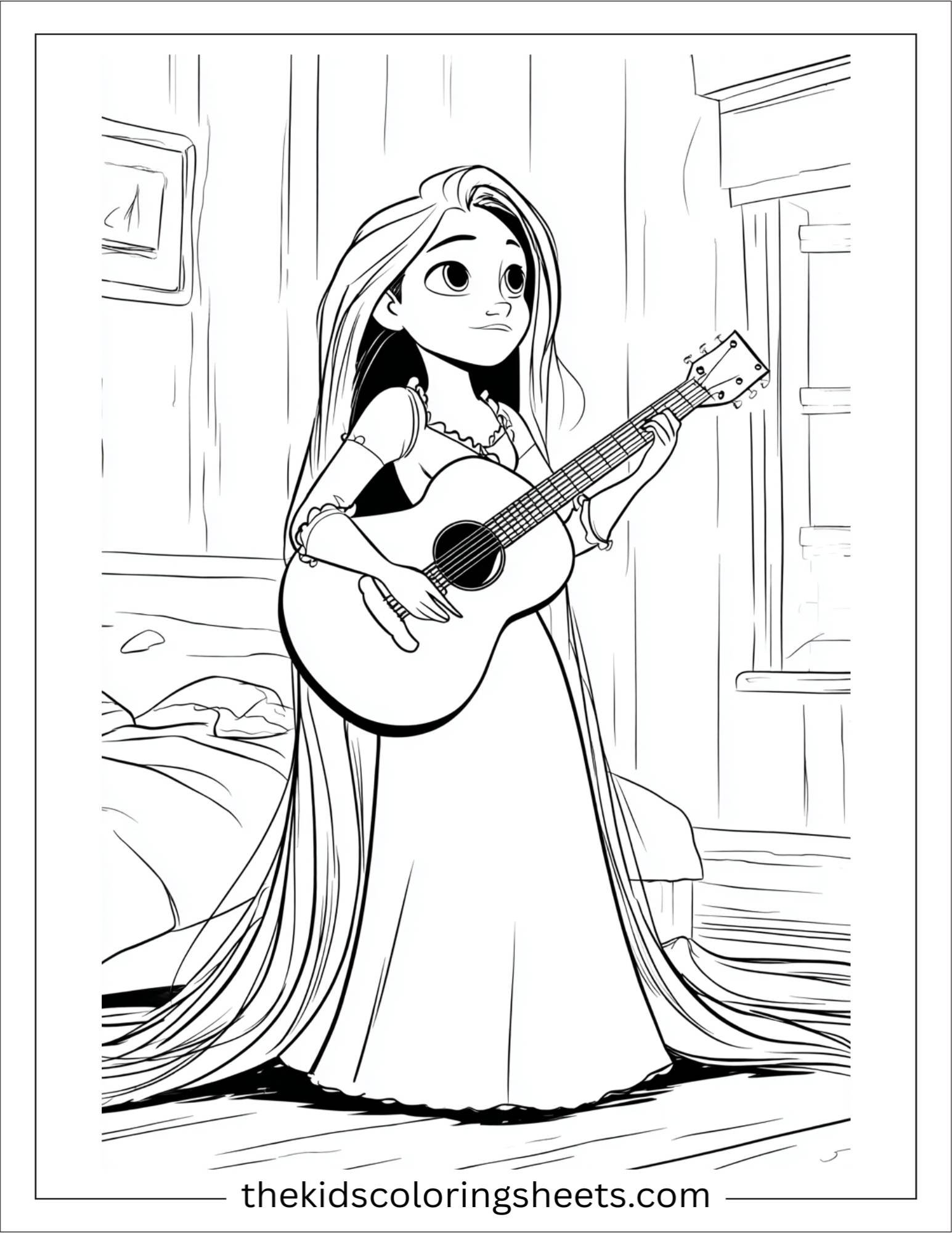 Rapunzel playing the guitar