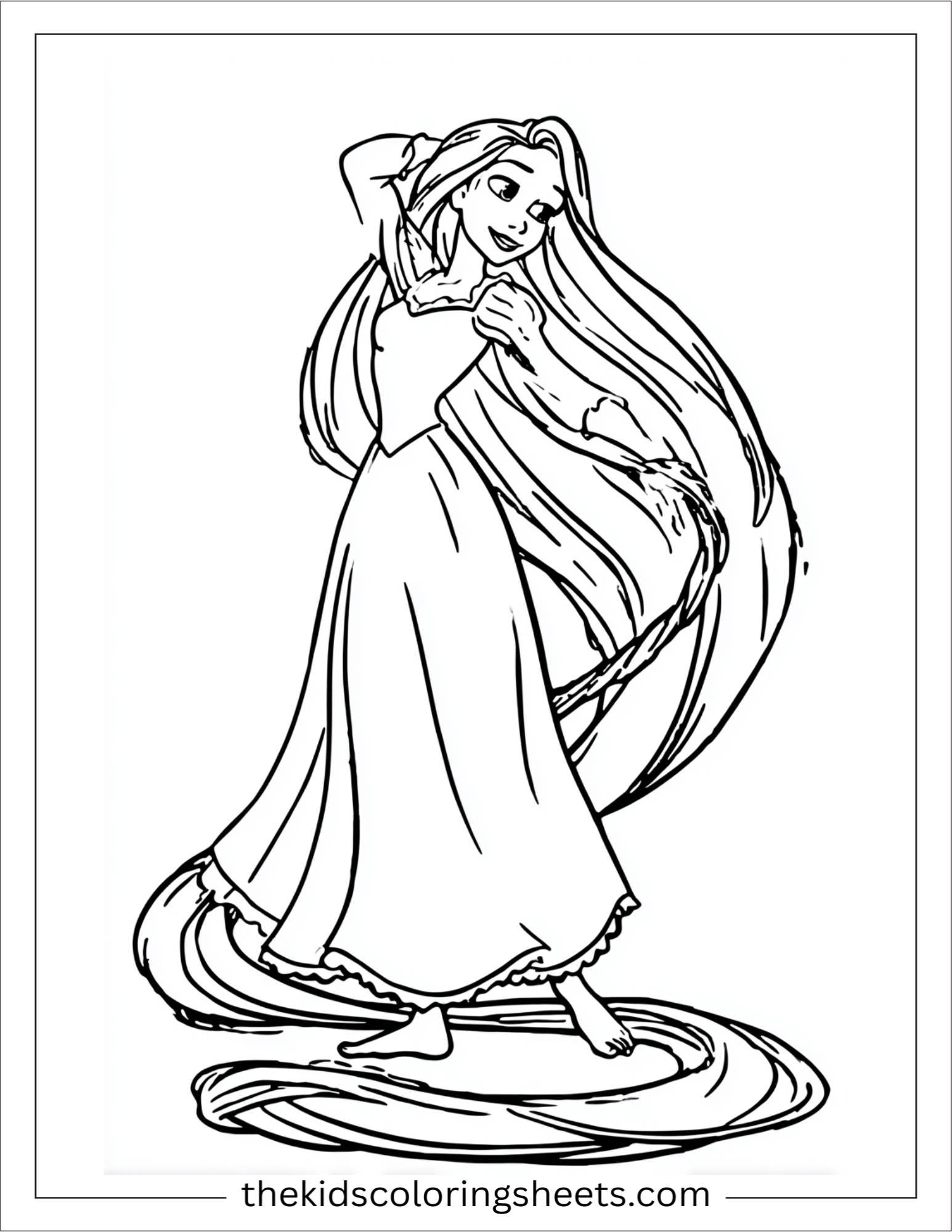 Rapunzel twirling in a dress