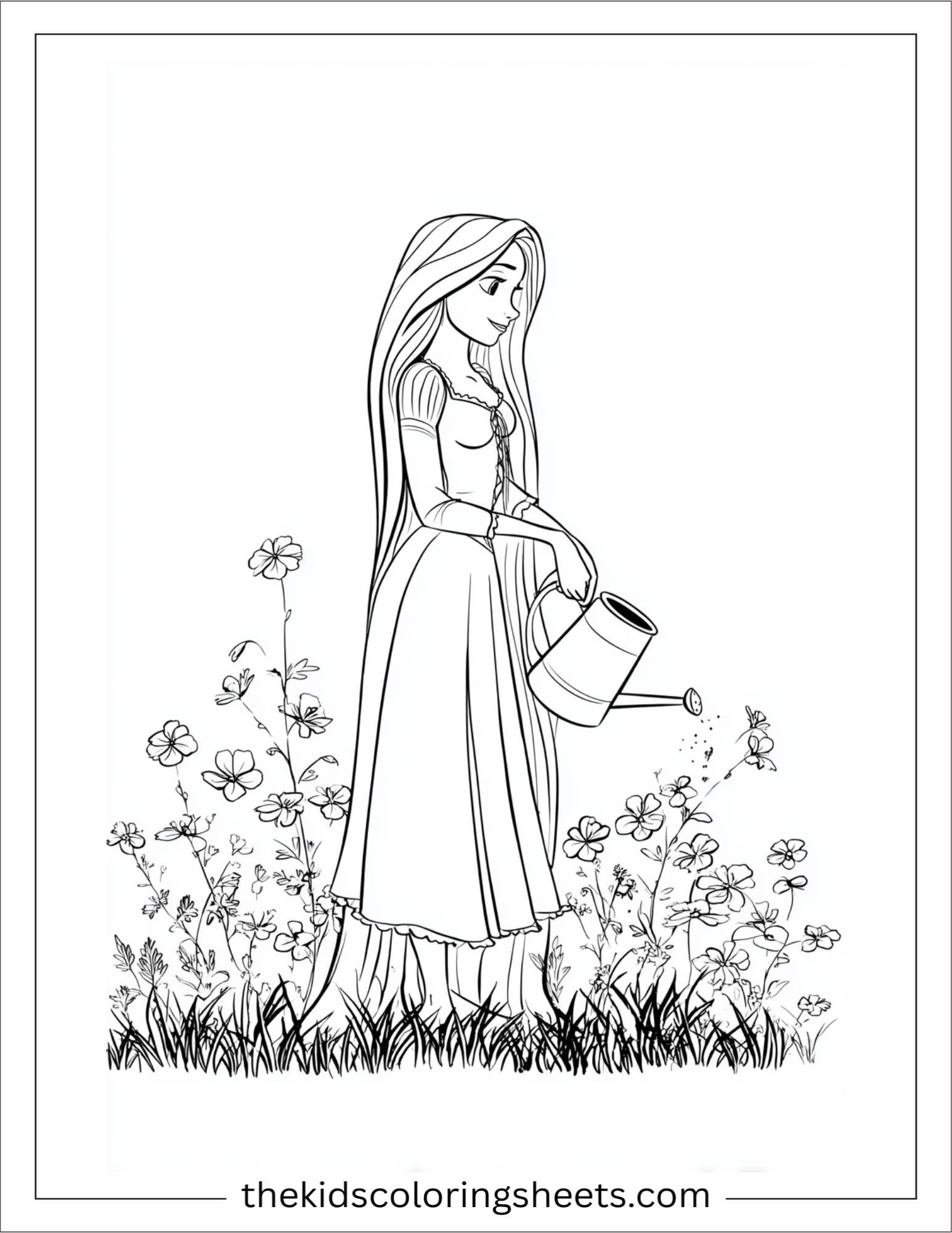 Rapunzel watering flowers