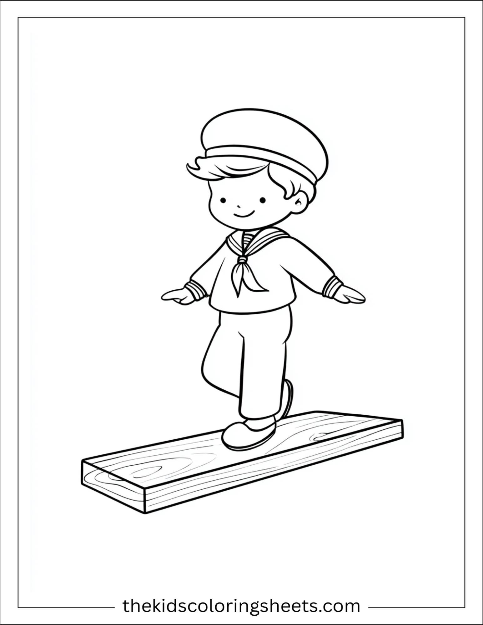 Sailor balancing on plank