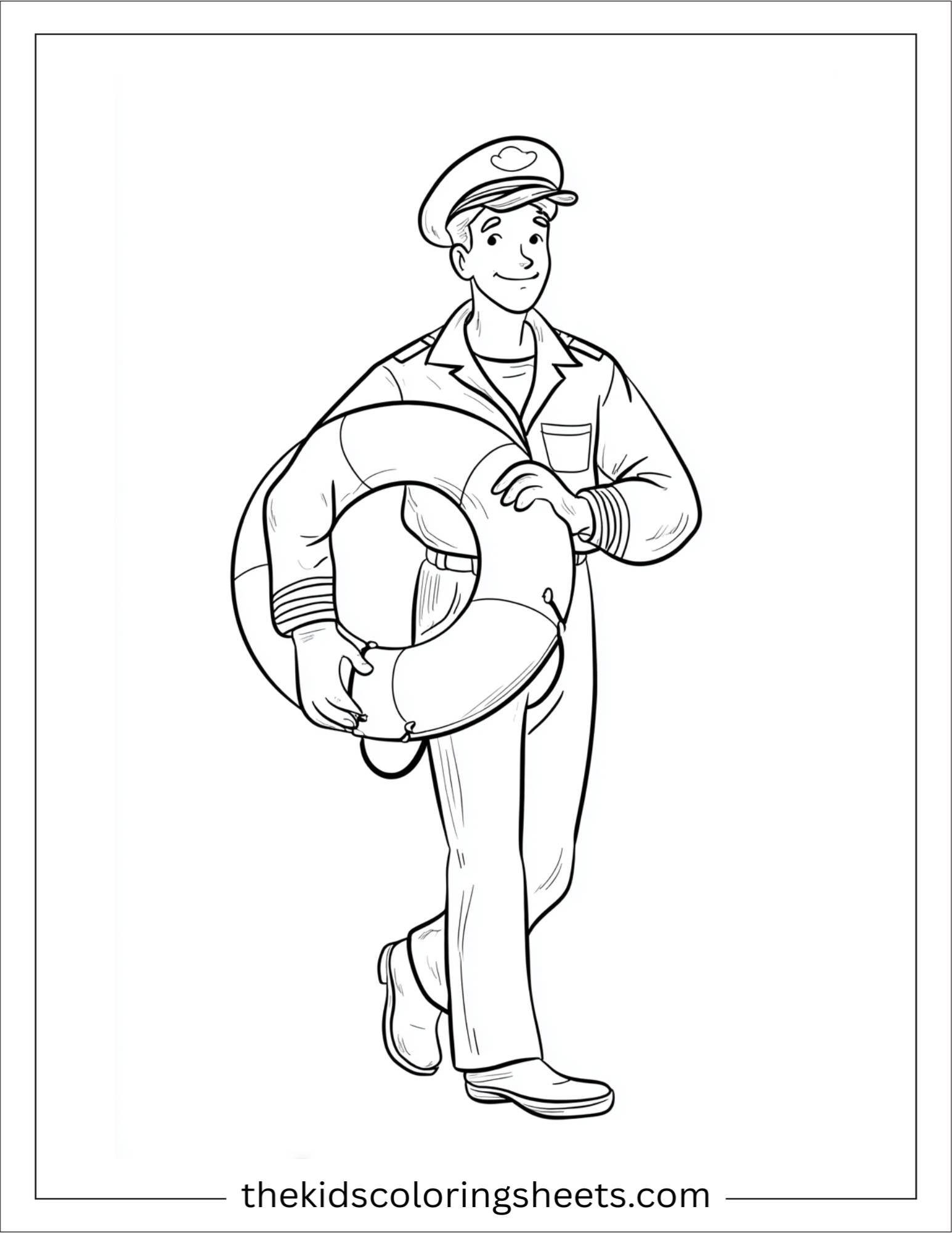 Sailor carrying a lifebuoy