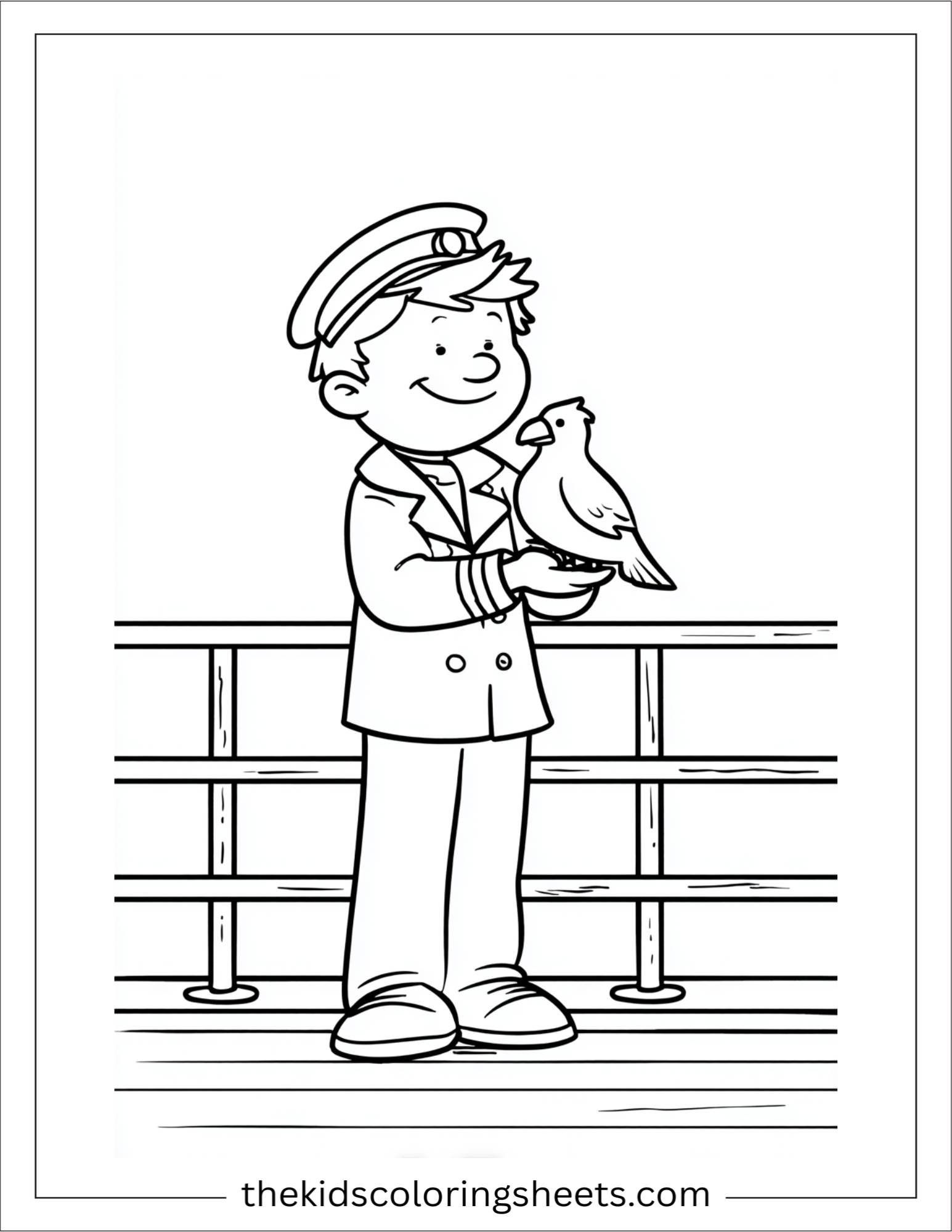 Sailor holding a seagull