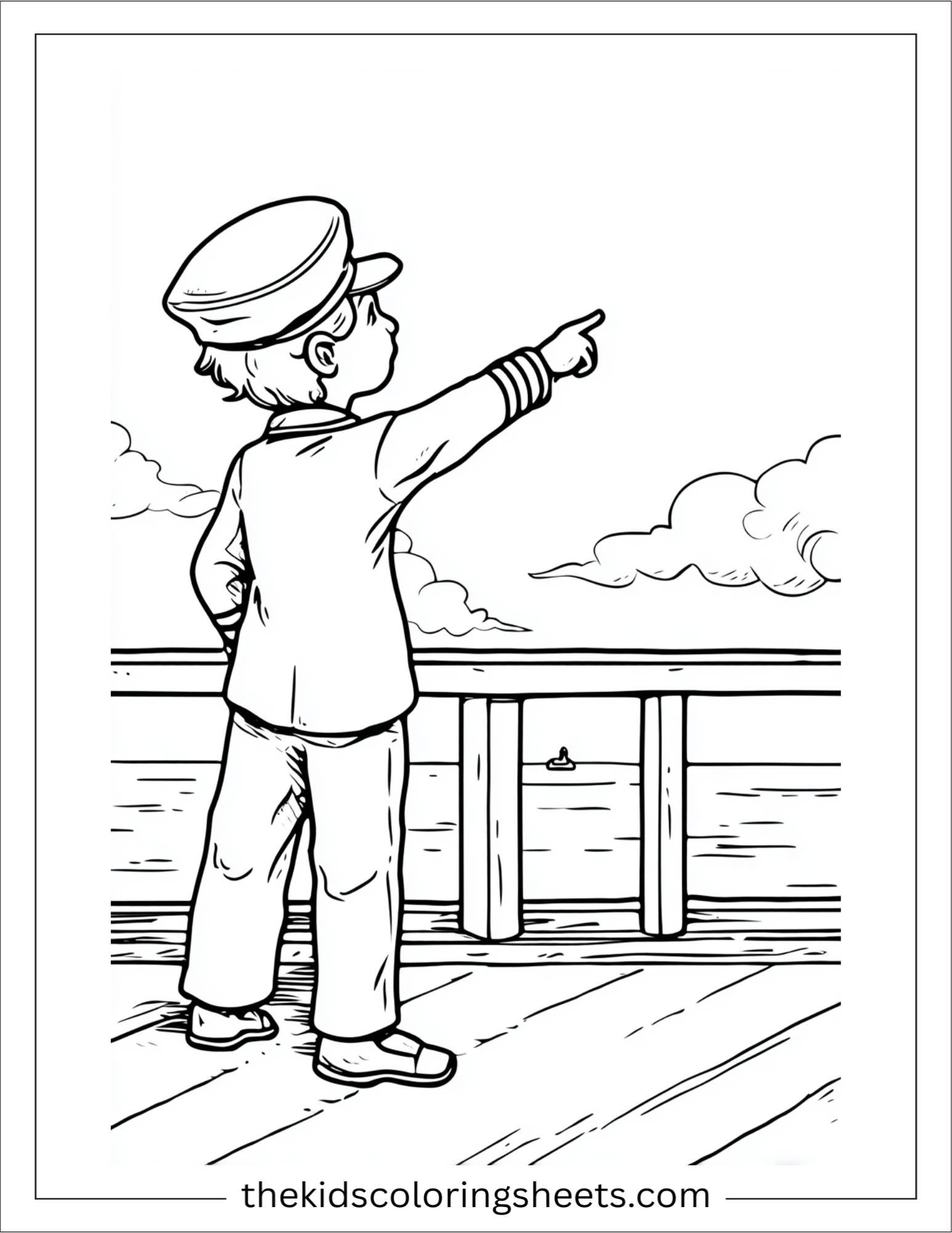 Sailor pointing at horizon
