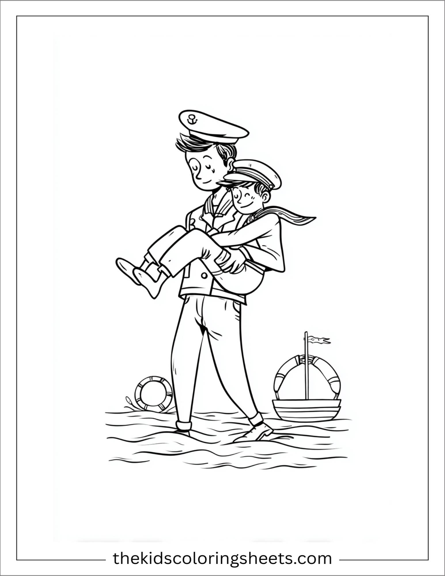 Sailor rescuing shipmate