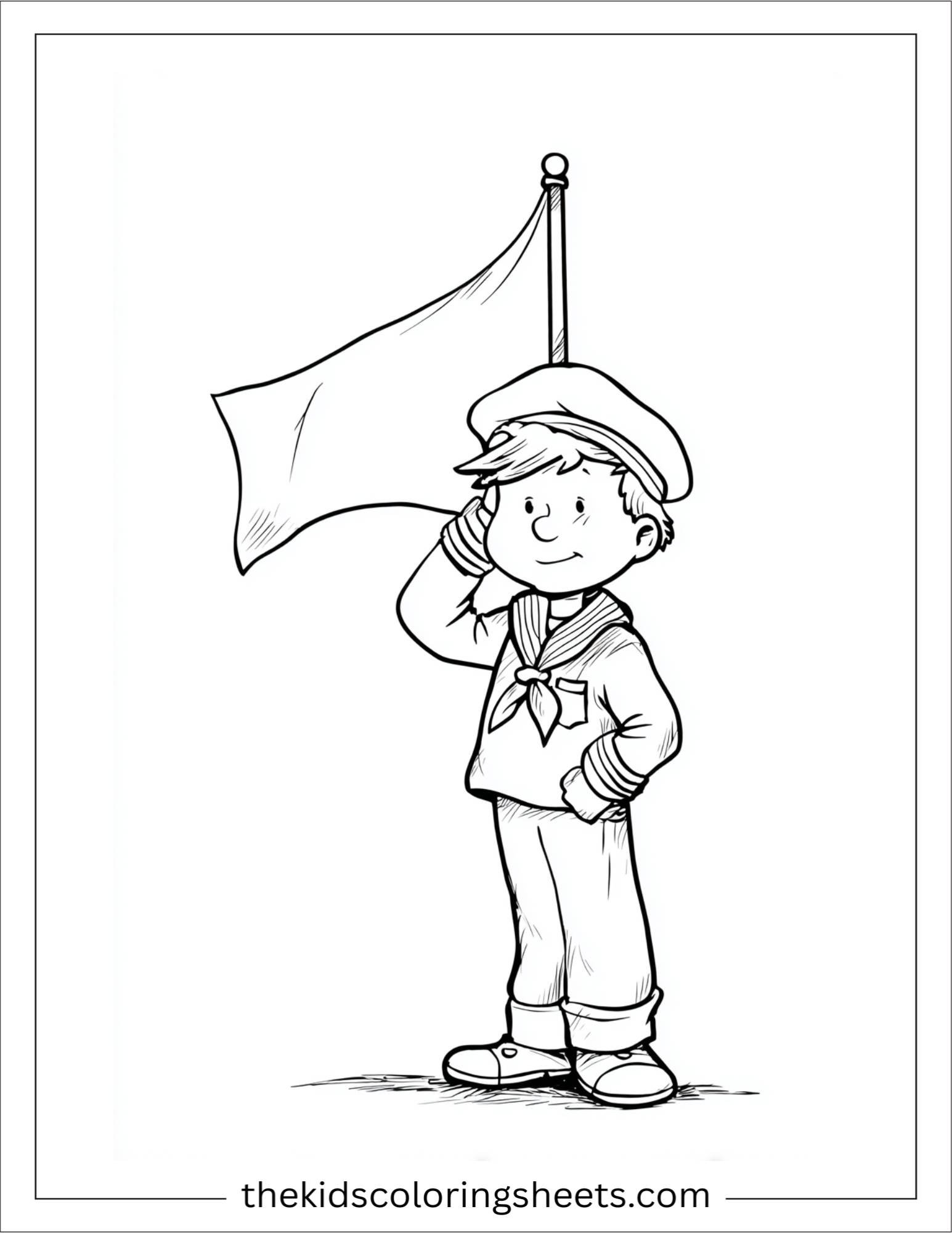 Sailor standing with flag
