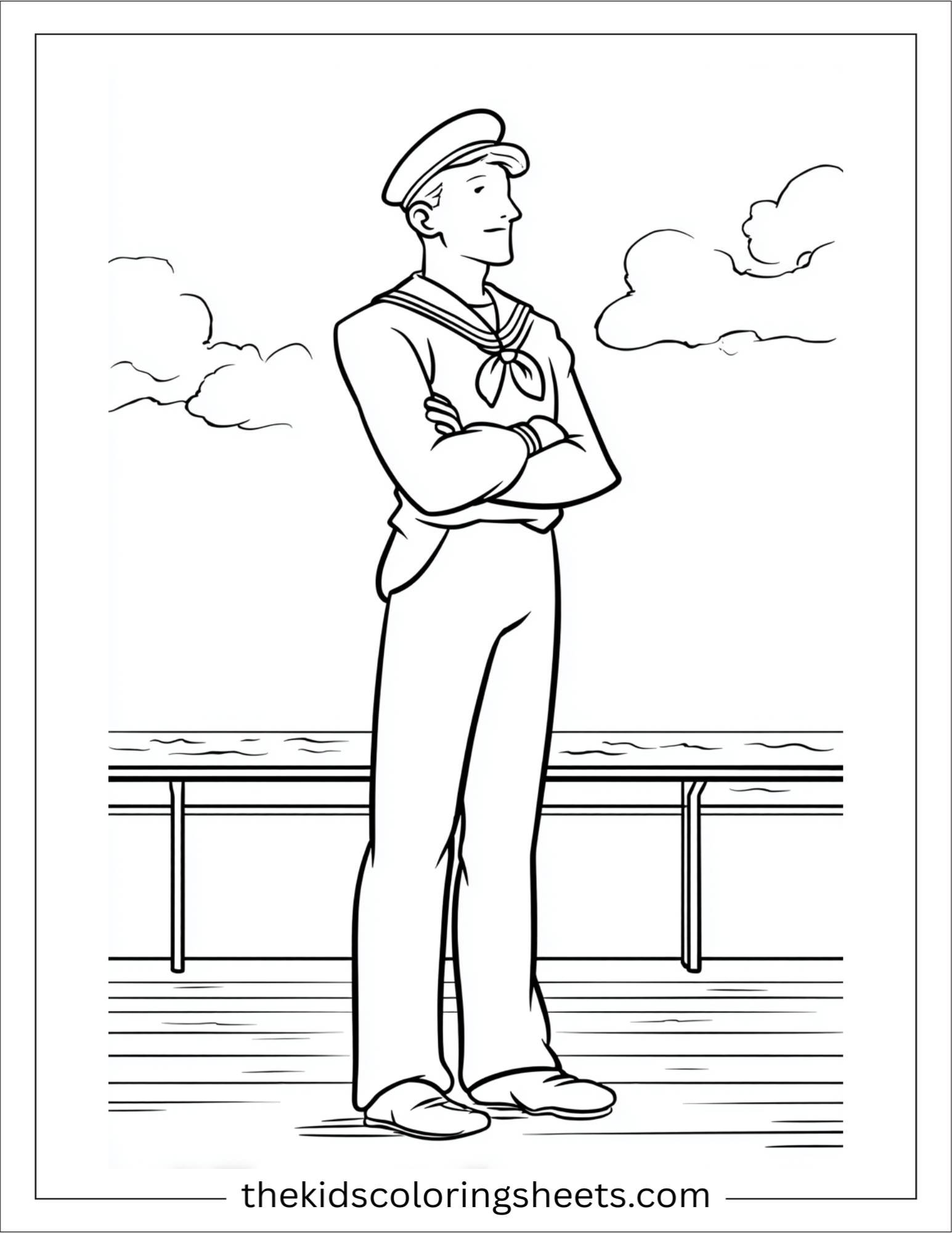 Sailor standing with sea breeze