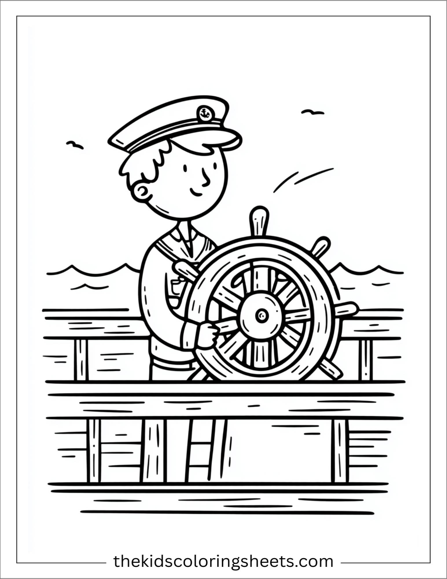 Sailor steering the ship