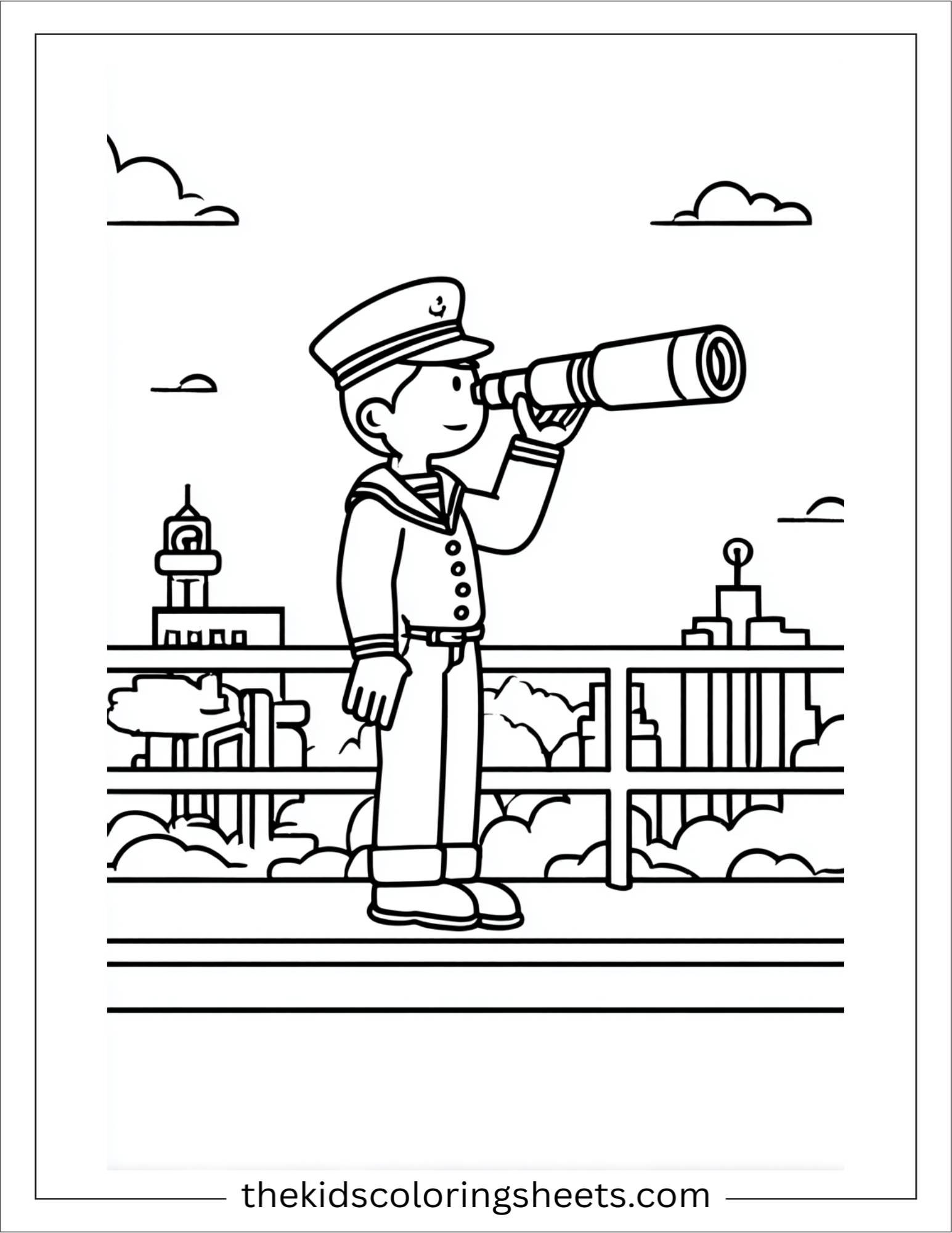 Sailor watching through telescope