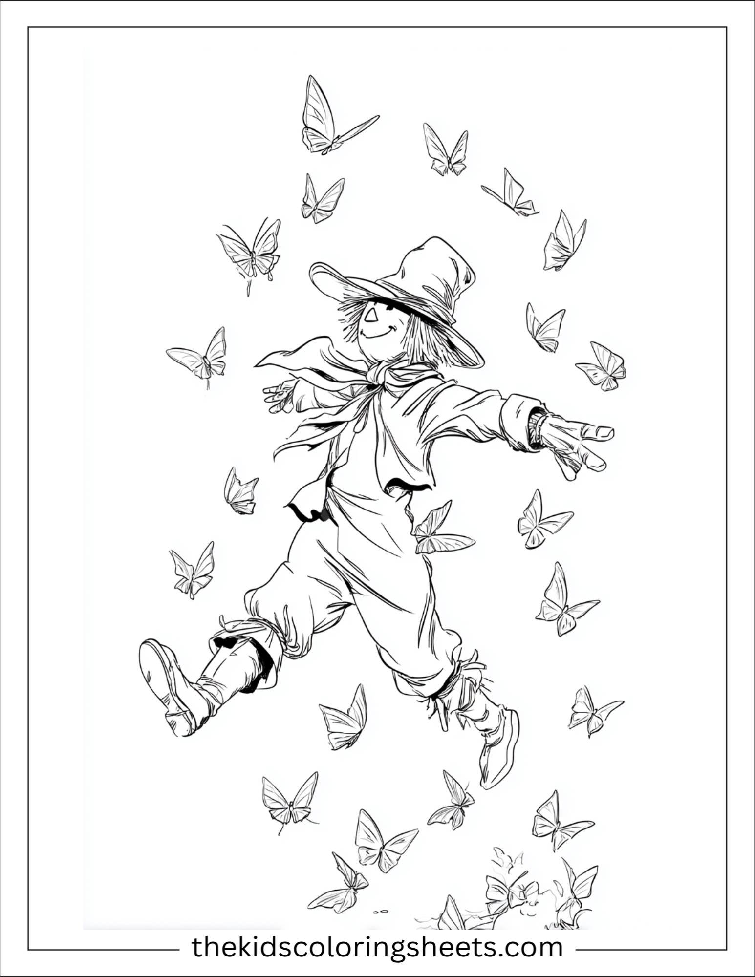 Scarecrow chasing butterflies