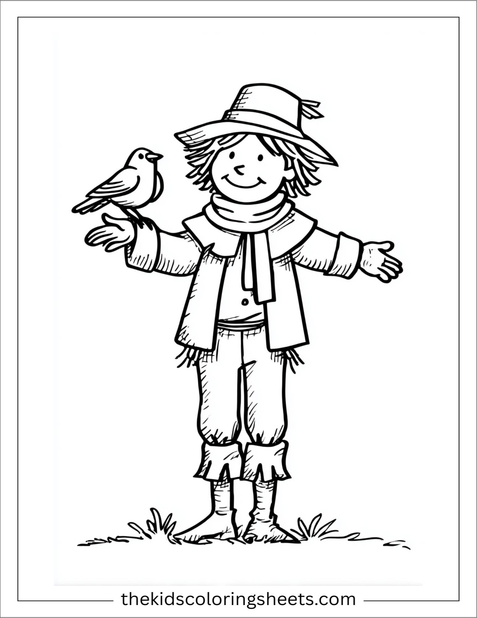 Scarecrow helping a bird