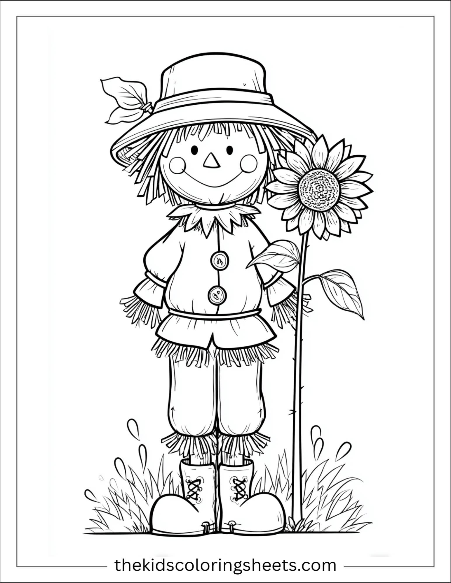 Scarecrow holding a sunflower