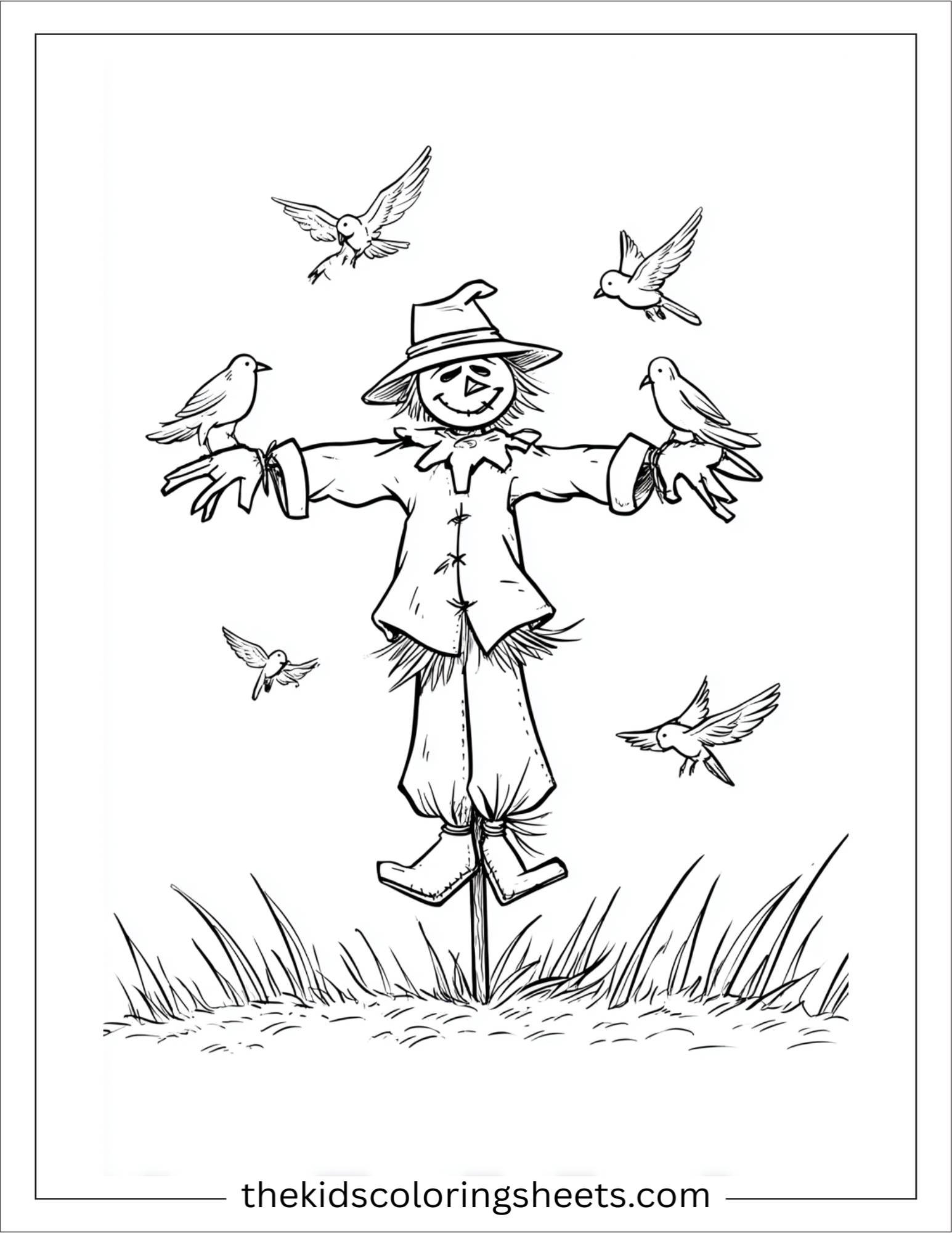 Scarecrow scaring away birds