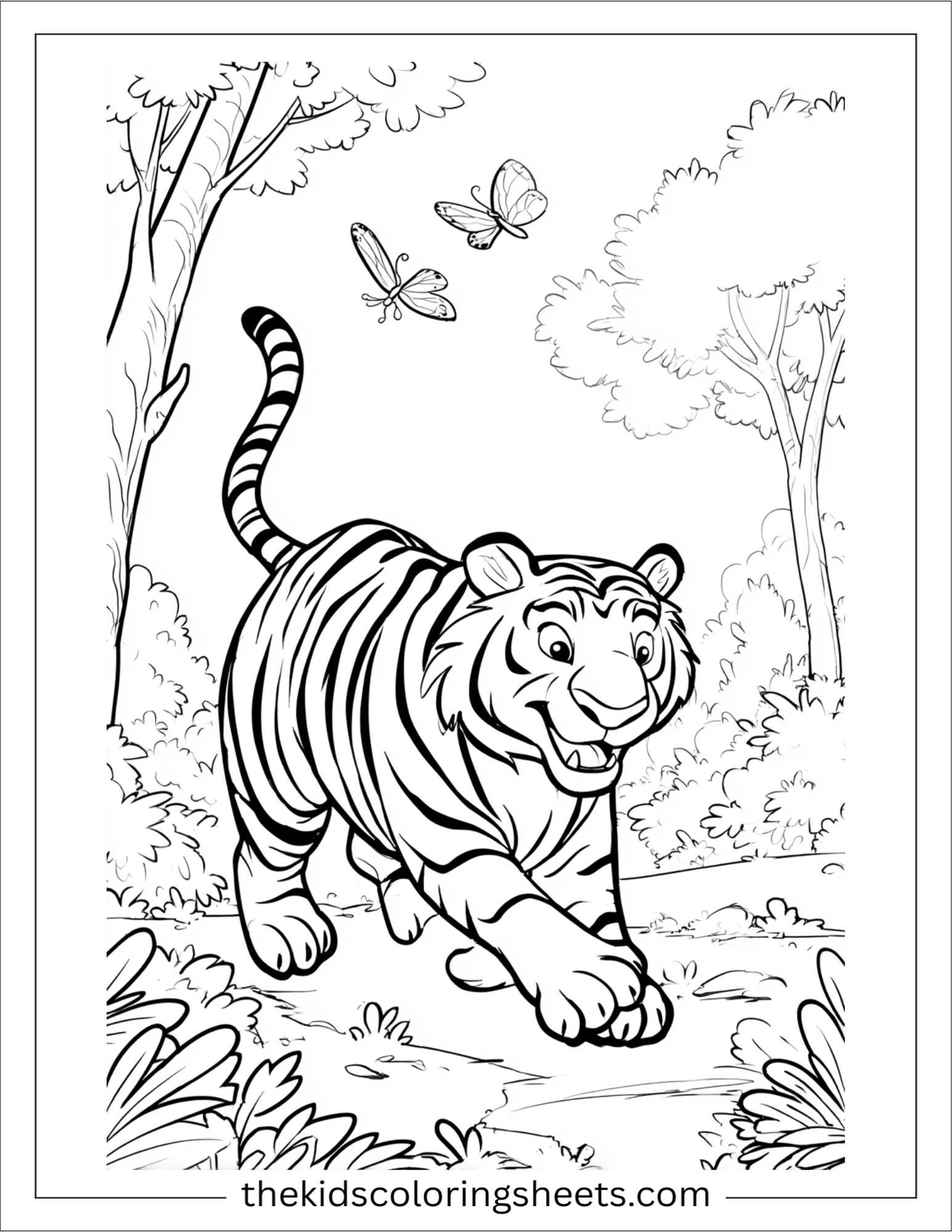 Sher Khan, the tiger, chasing a butterfly
