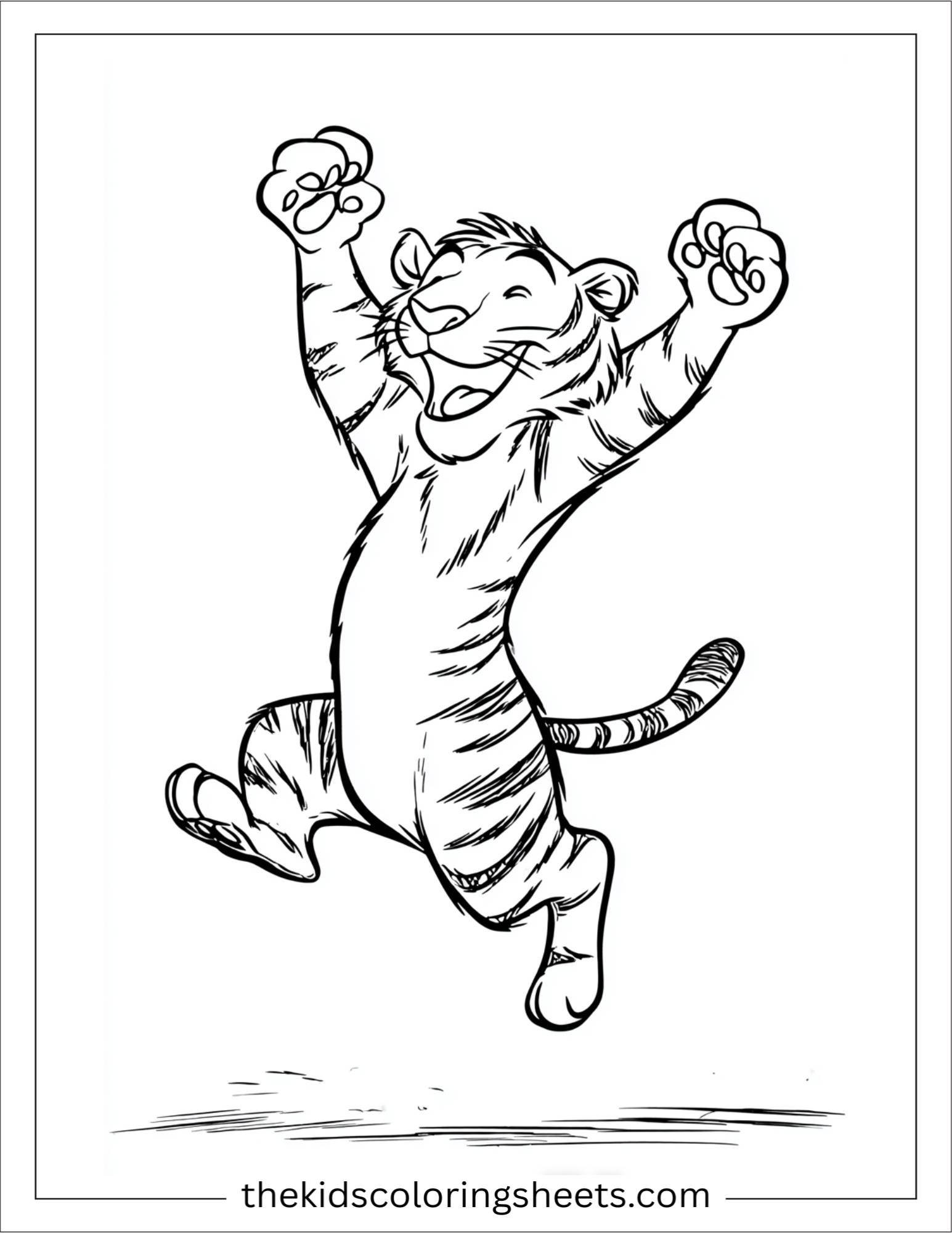 Sher Khan, the tiger, jumping with joy