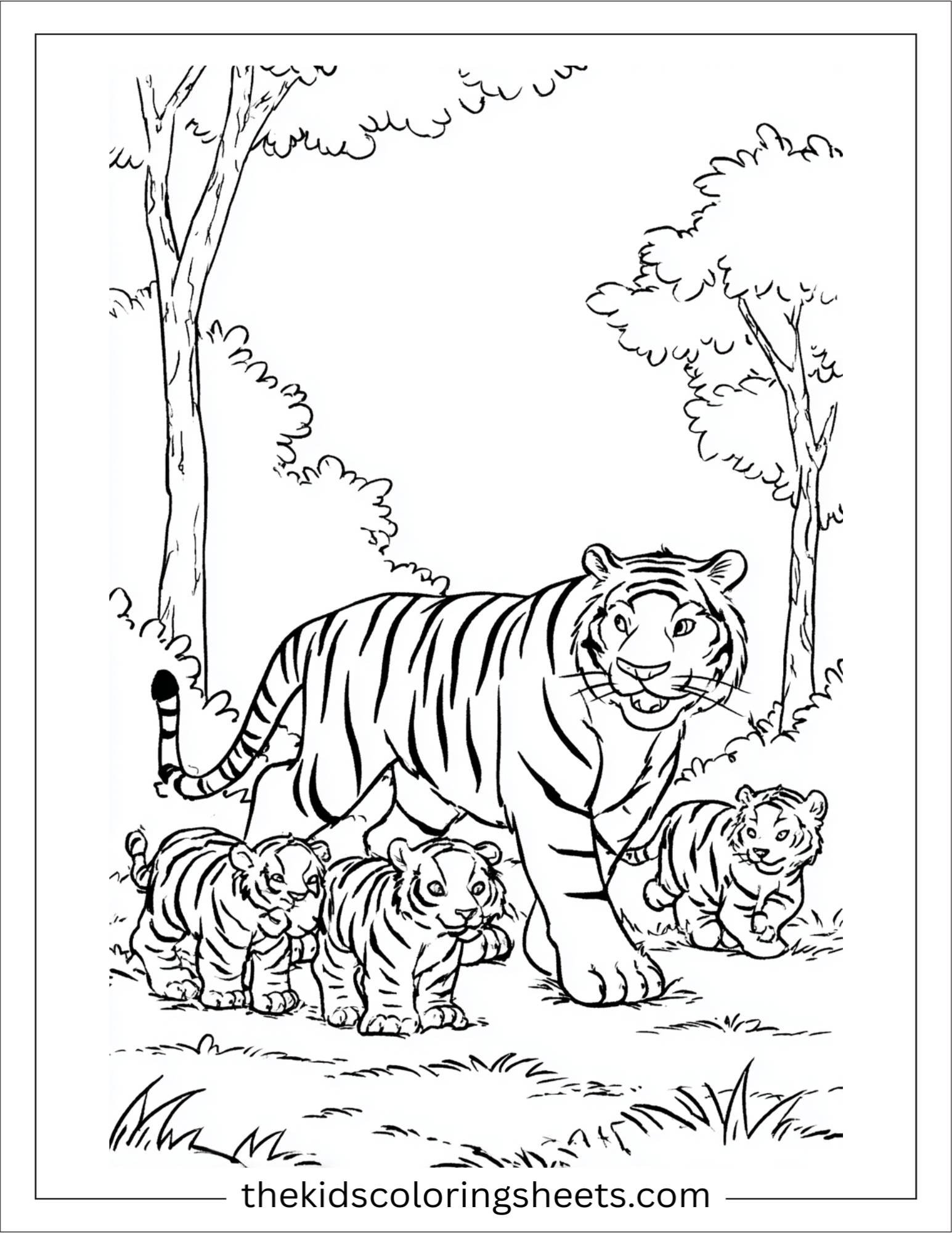Sher Khan, the tiger, playing with cubs