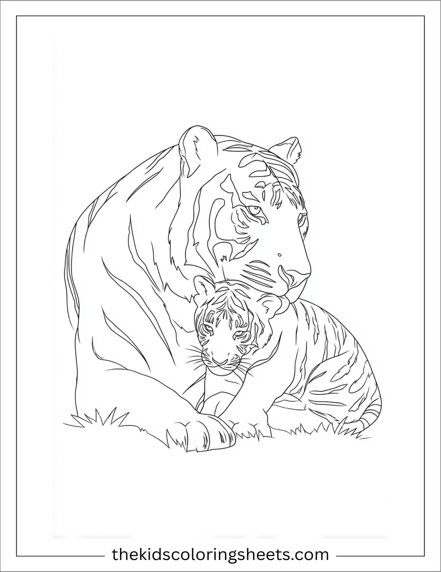 Sher Khan, the tiger, protecting cub