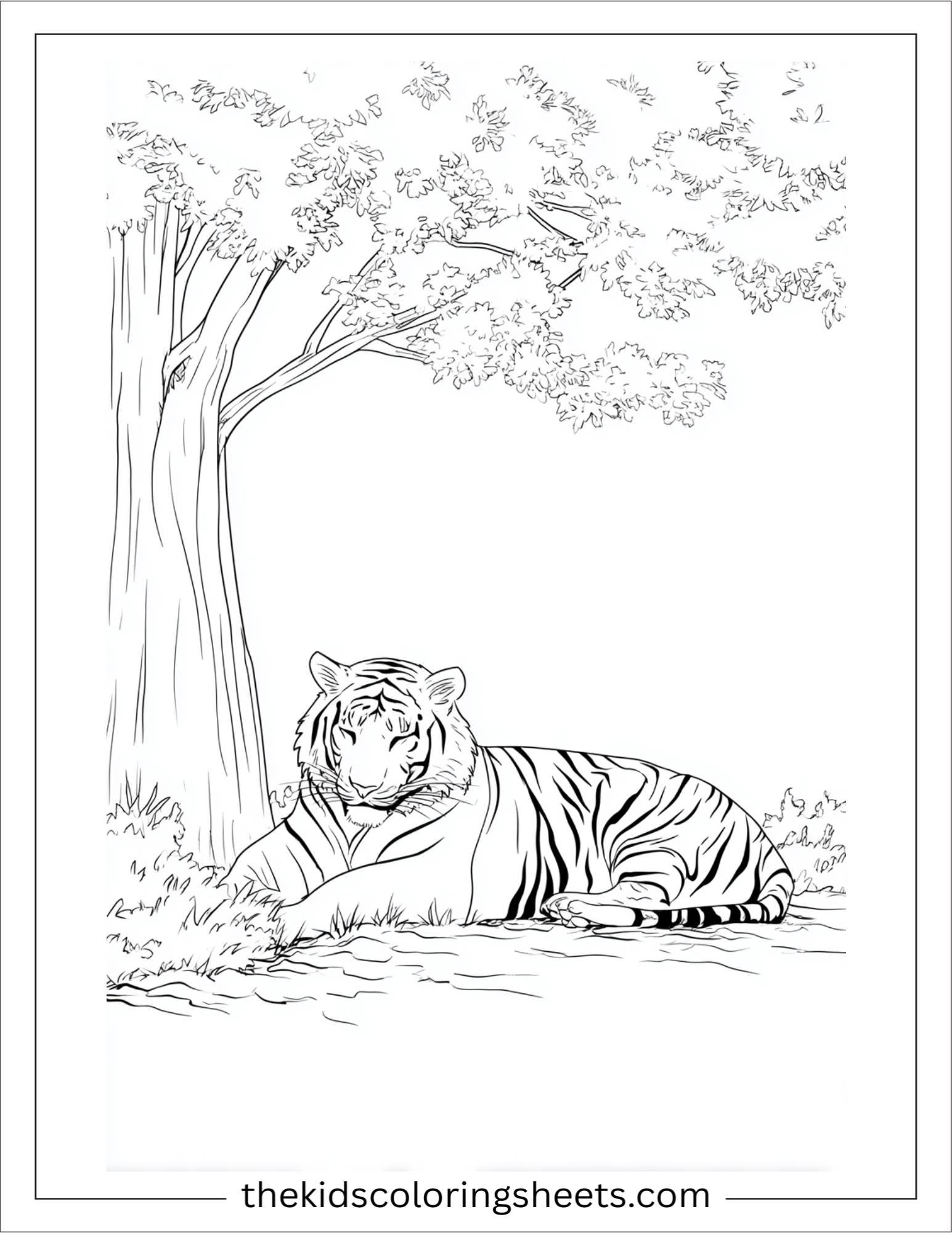 Sher Khan, the tiger, resting under tree