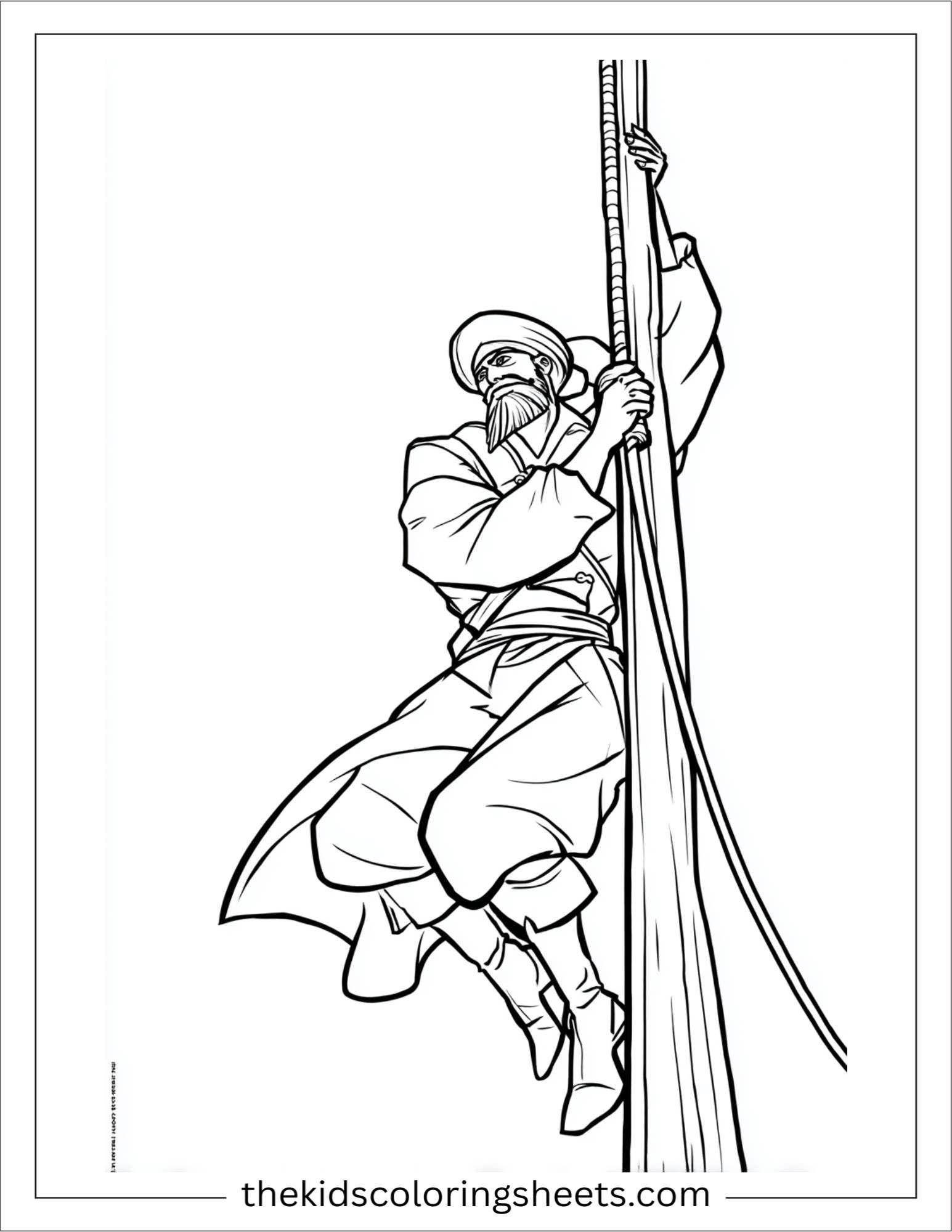Sinbad the sailor climbing mast