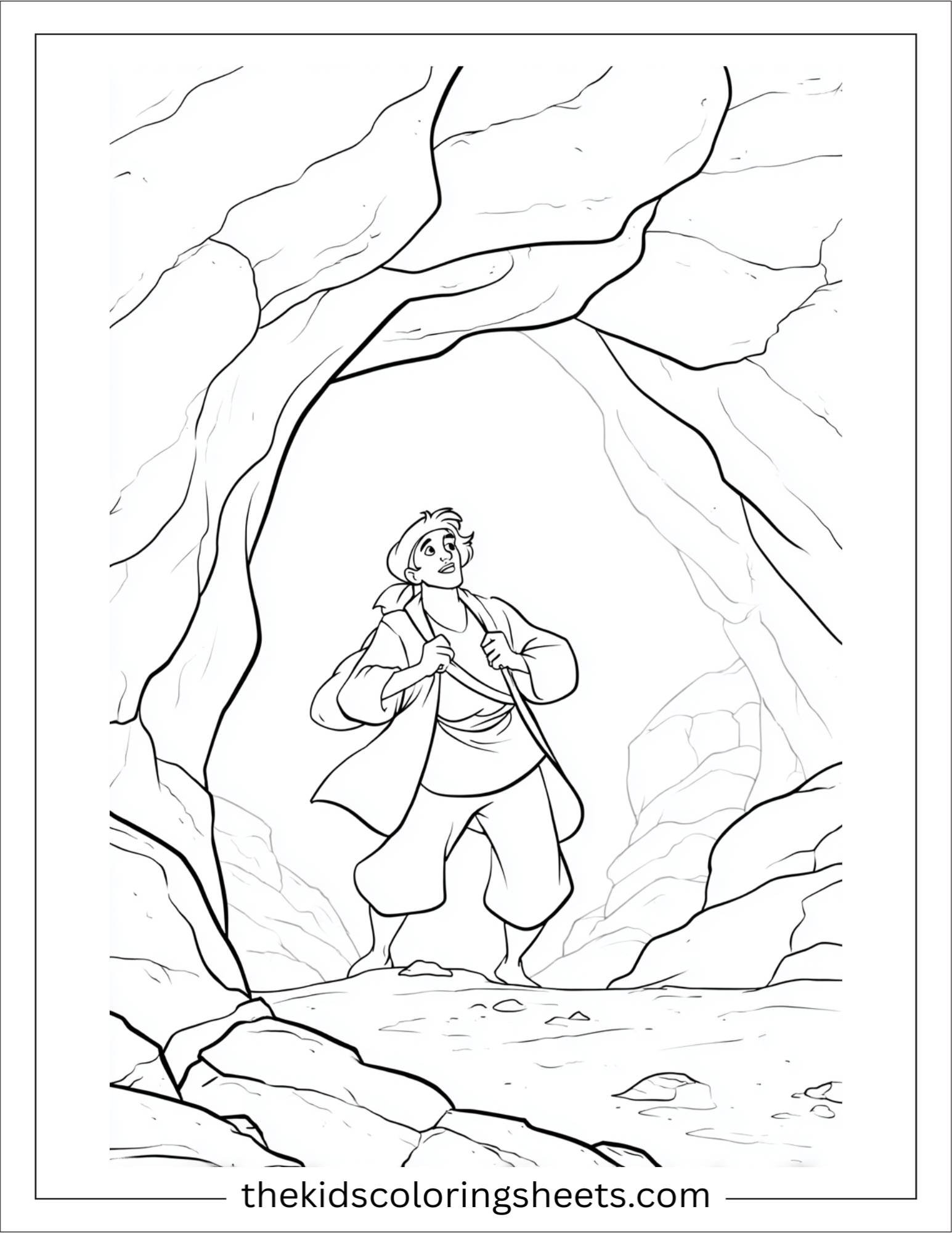 Sinbad the sailor exploring cave