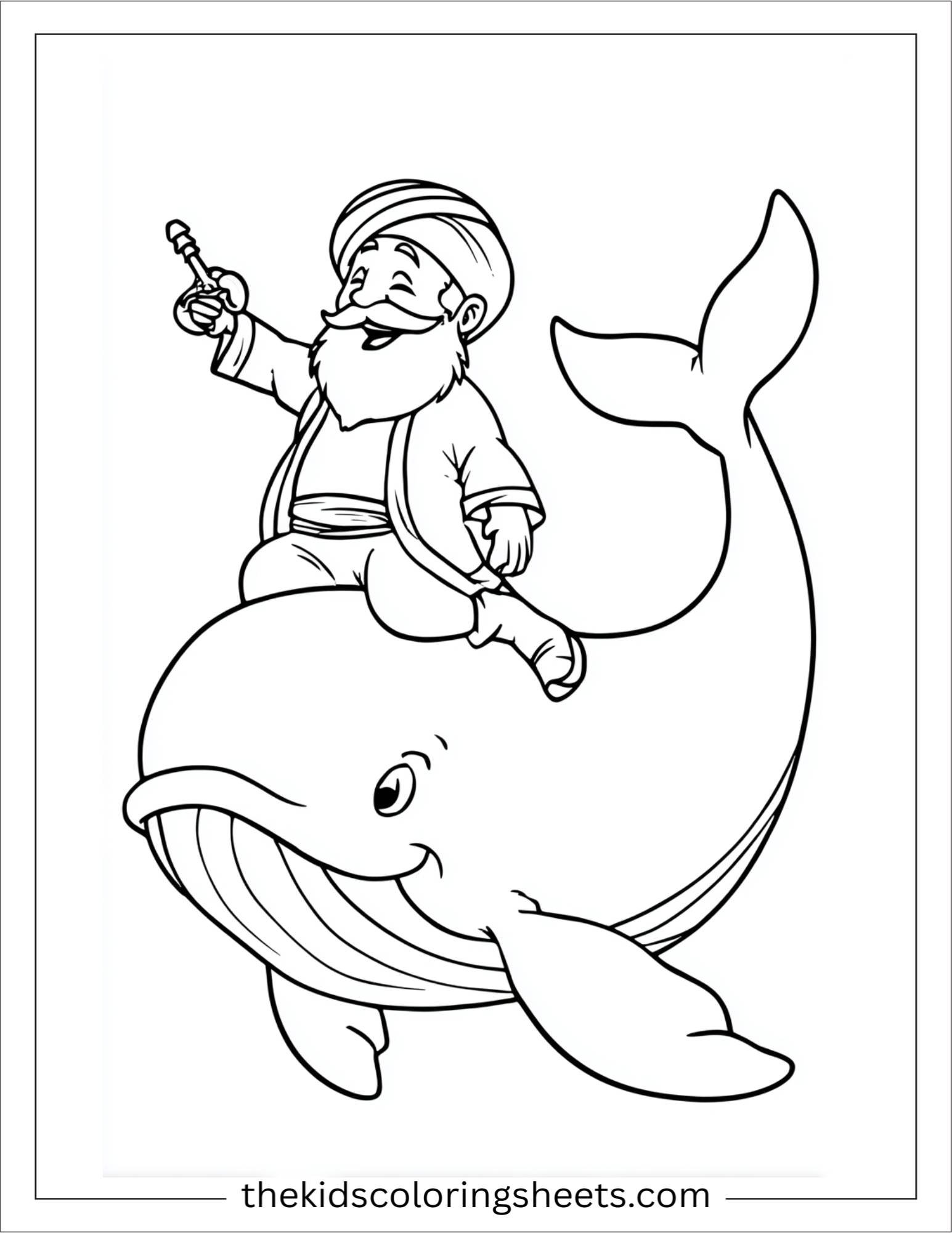 Sinbad the sailor riding a whale