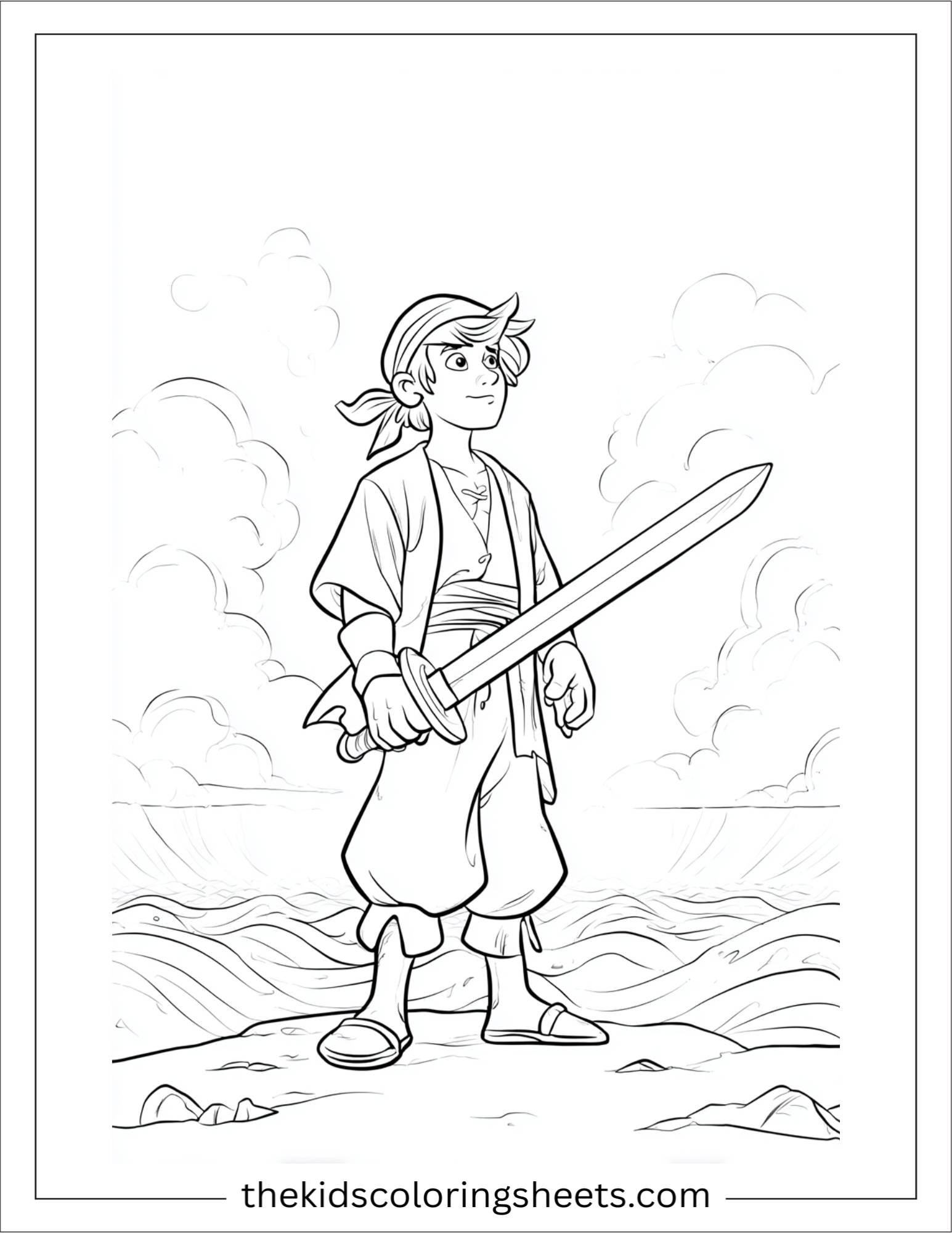Sinbad the sailor standing with sword