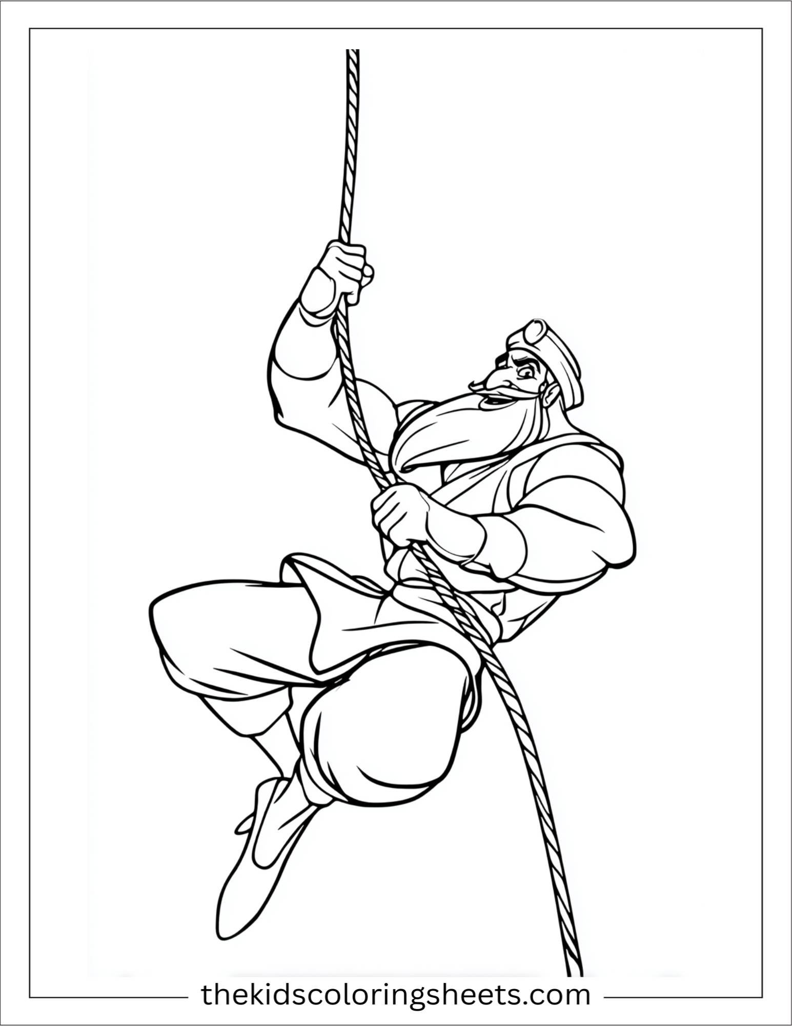 Sinbad the sailor swinging from rope