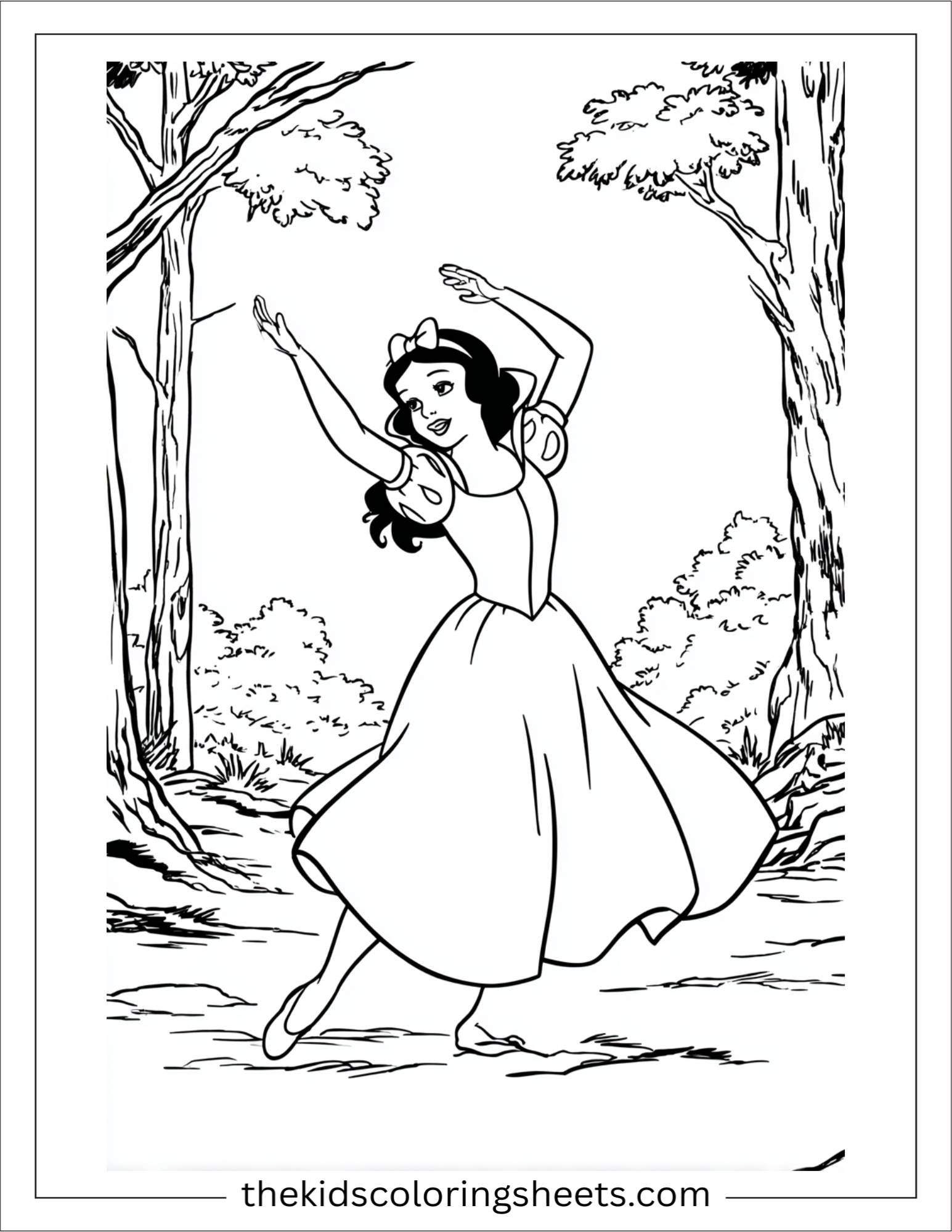 Snow White dancing in forest