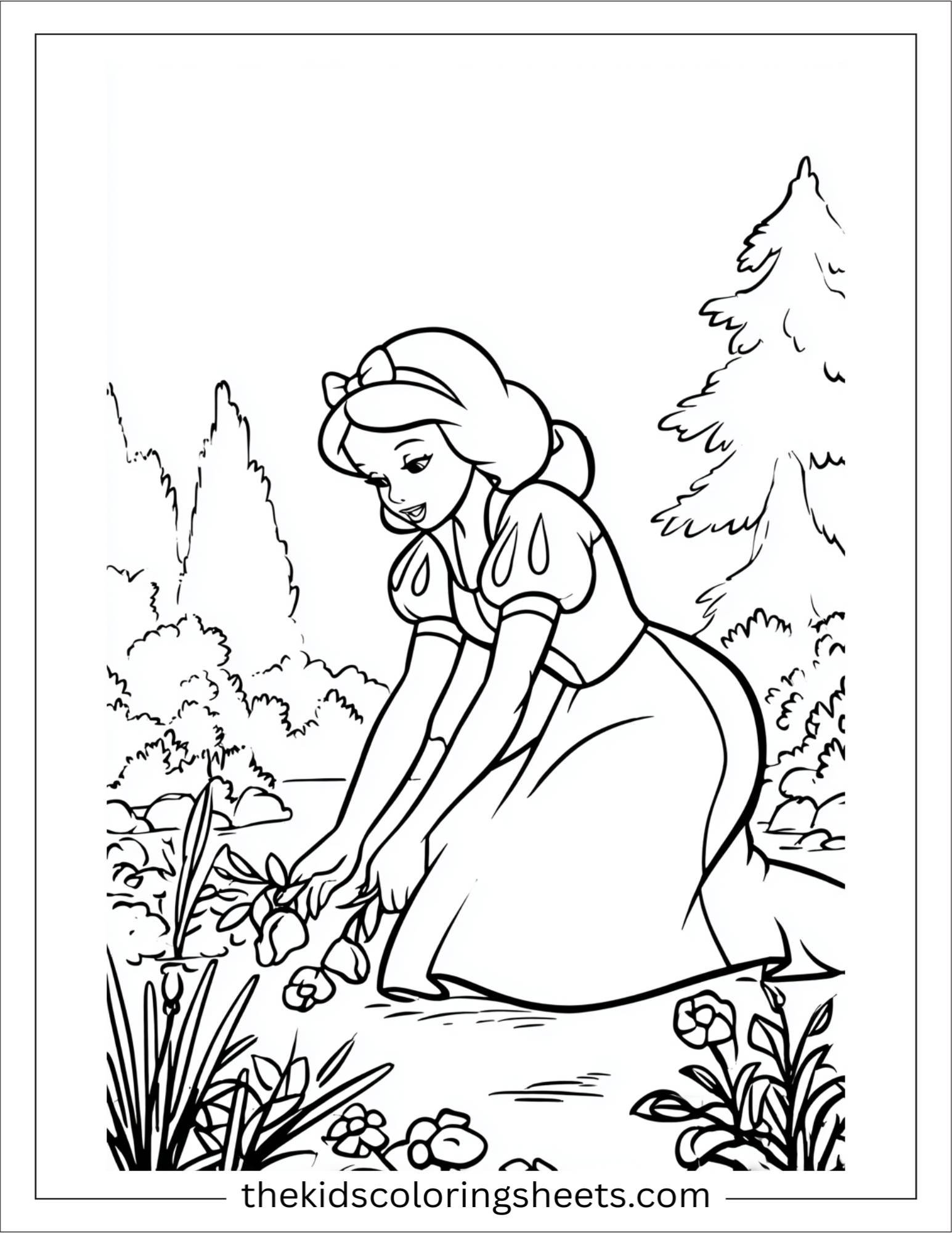 Snow White fixing her dress