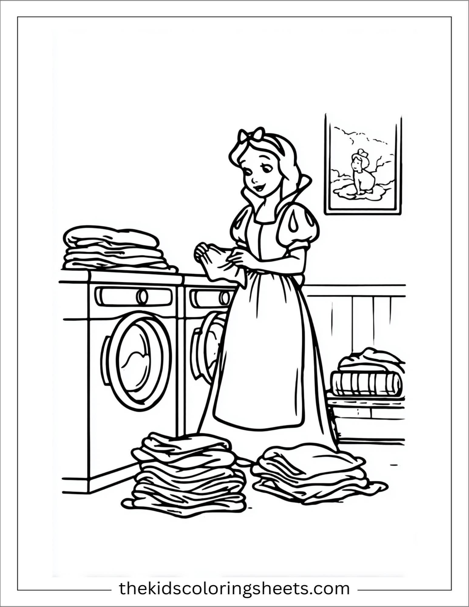 Snow White folding laundry