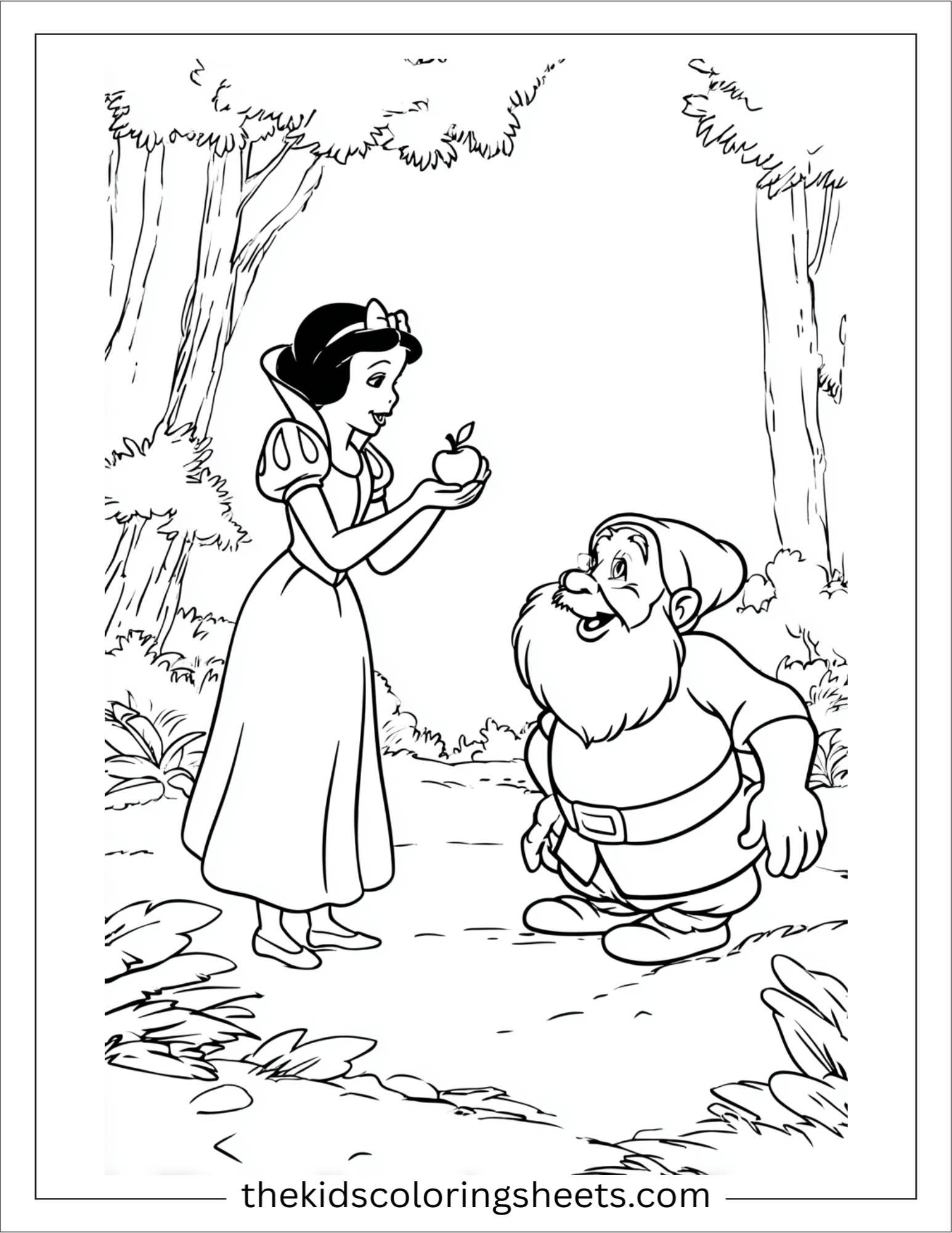 Snow White offering apple