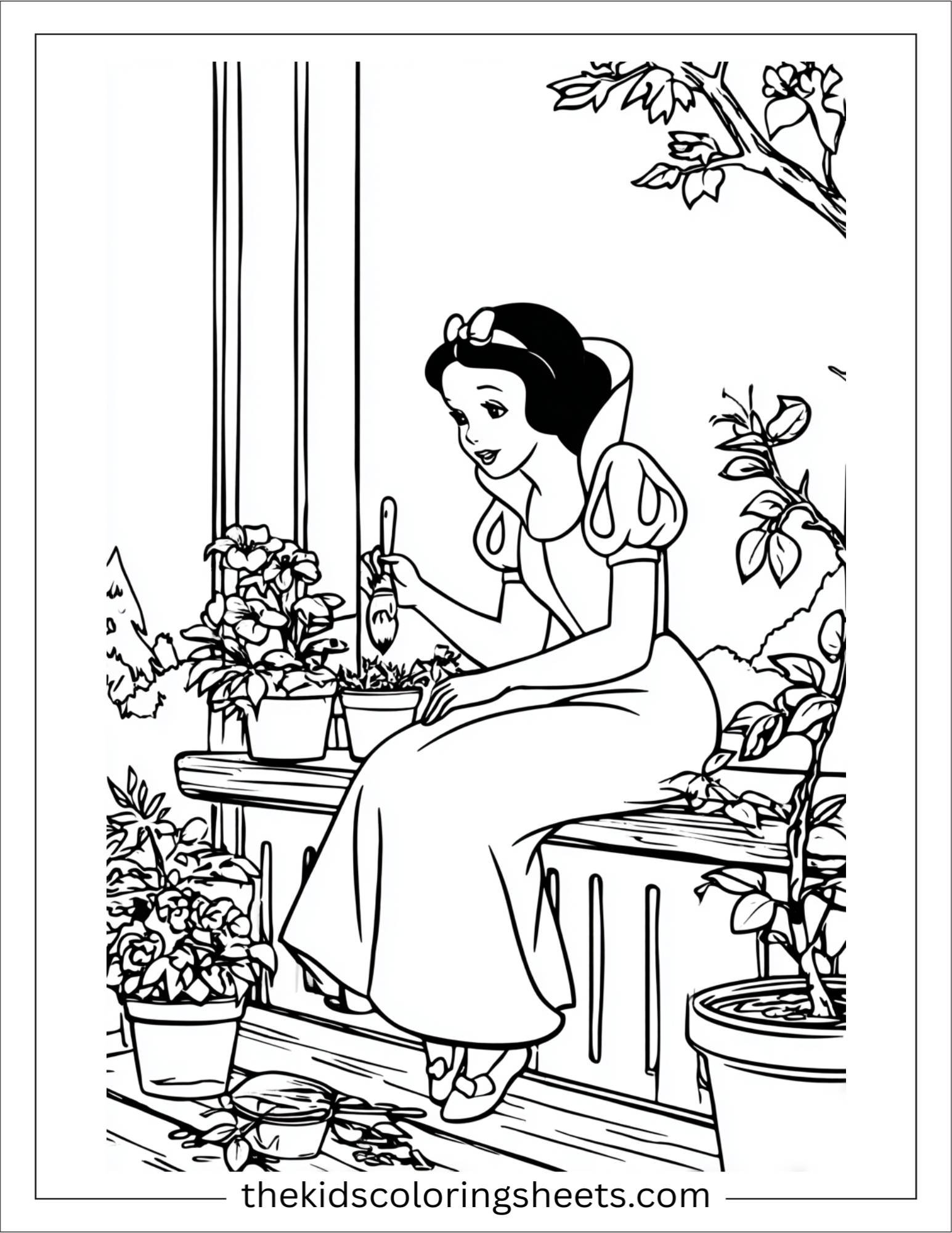 Snow White painting flower pot